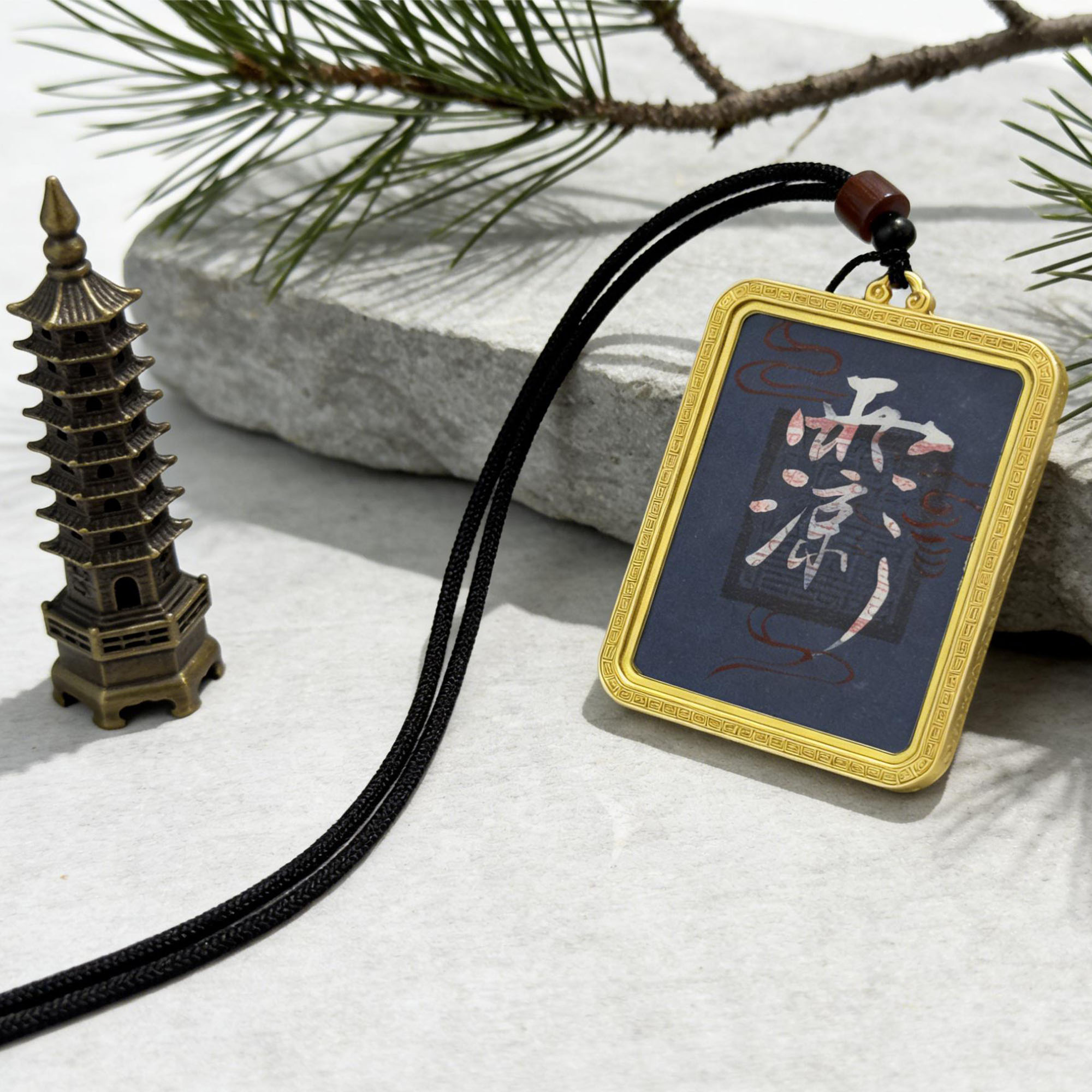 Unique Hand-Drawn Taoist Cultural Pendant | Personalized Blessing Charm