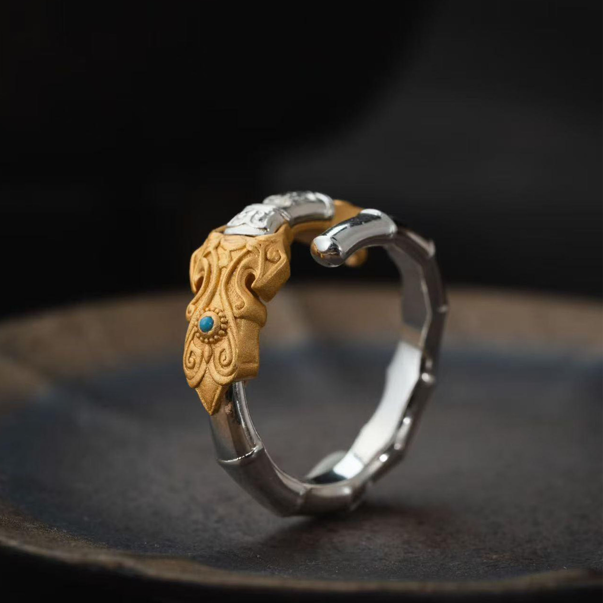 Taoist Nine-Section Whip Ring – Handcrafted Adjustable Amulet Ring