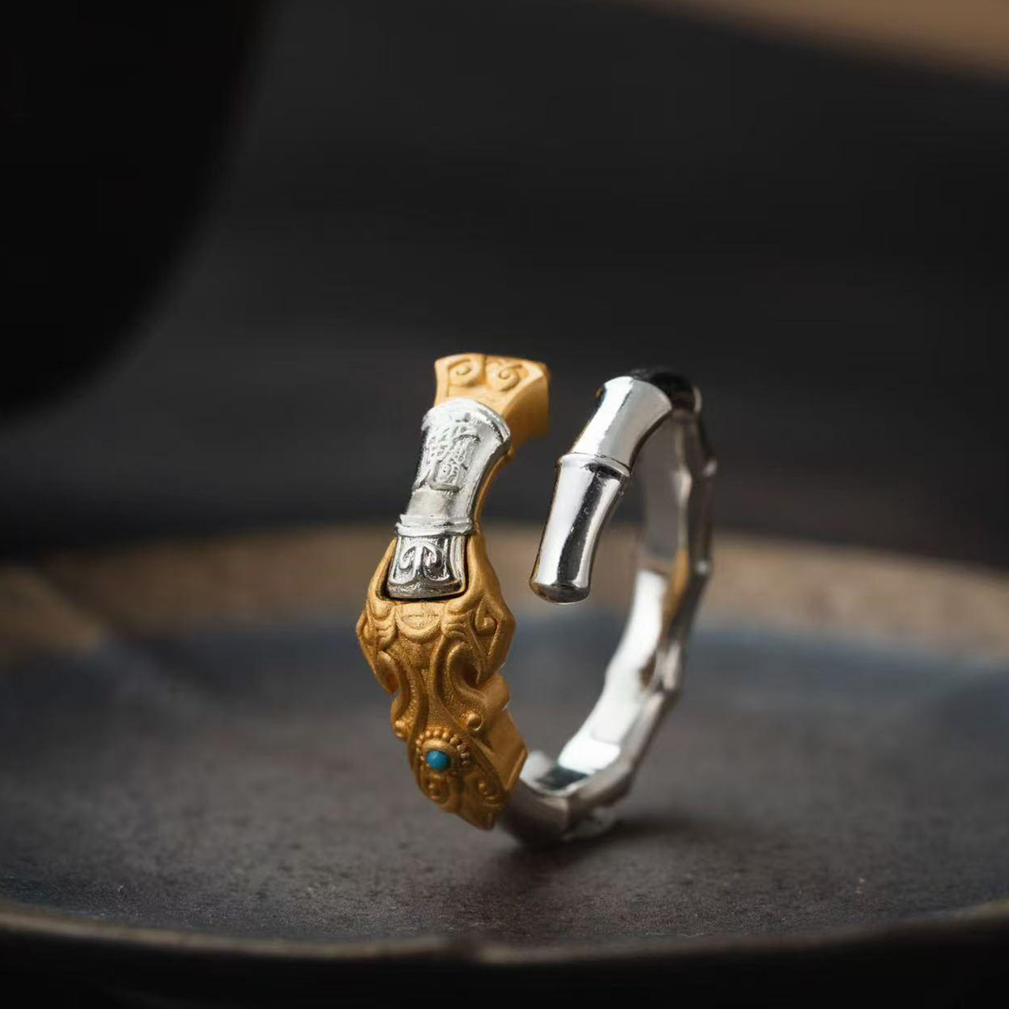 Taoist Nine-Section Whip Ring – Handcrafted Adjustable Amulet Ring