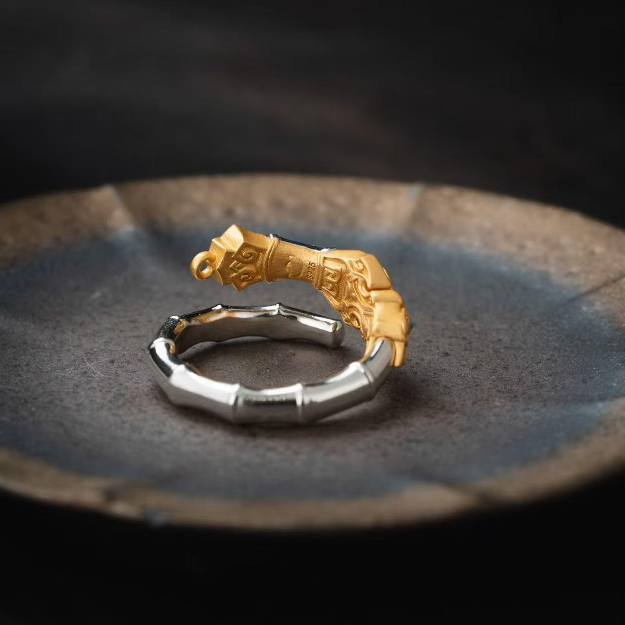 Taoist Nine-Section Whip Ring – Handcrafted Adjustable Amulet Ring