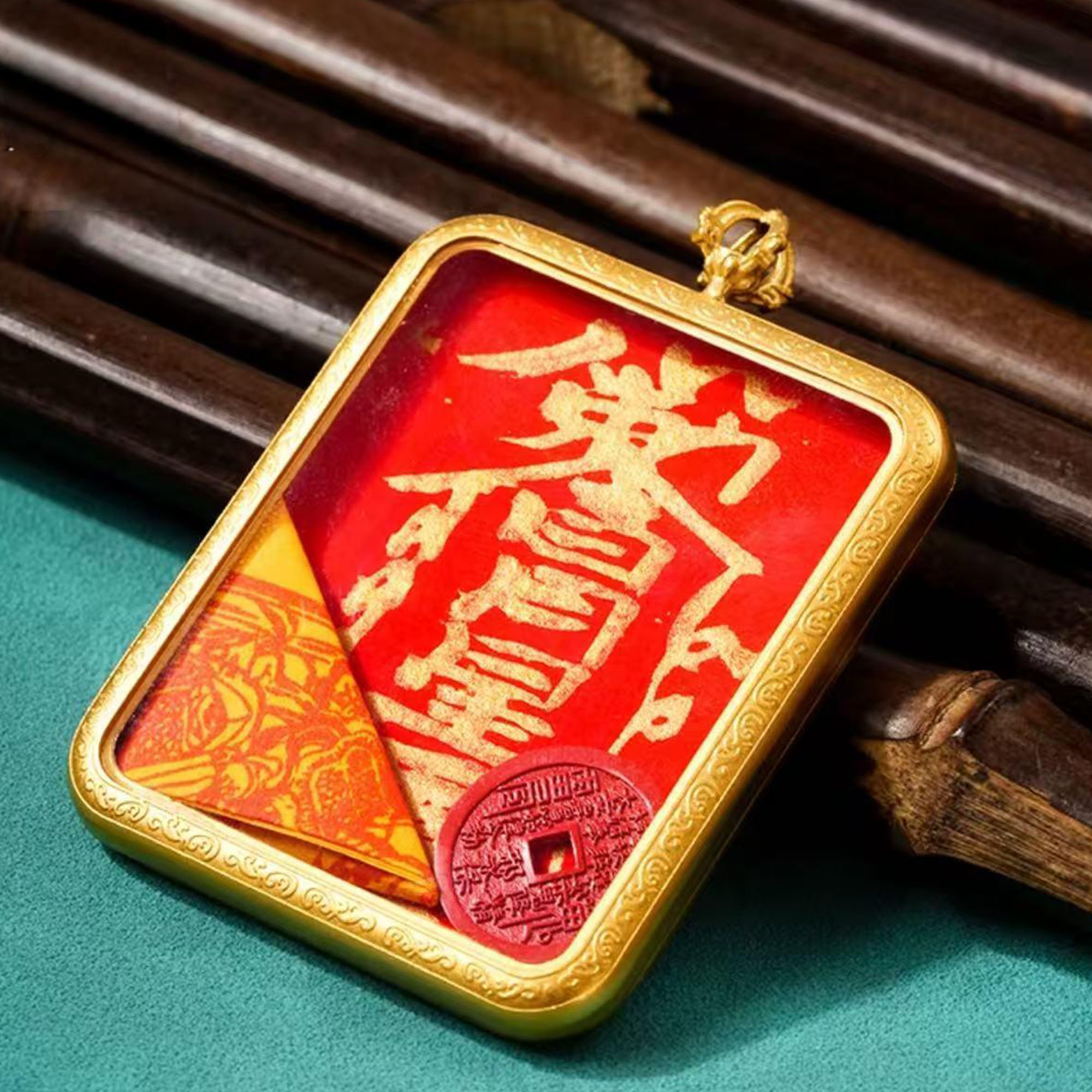 Handcrafted Taoist Six Blessings Talisman Pendant