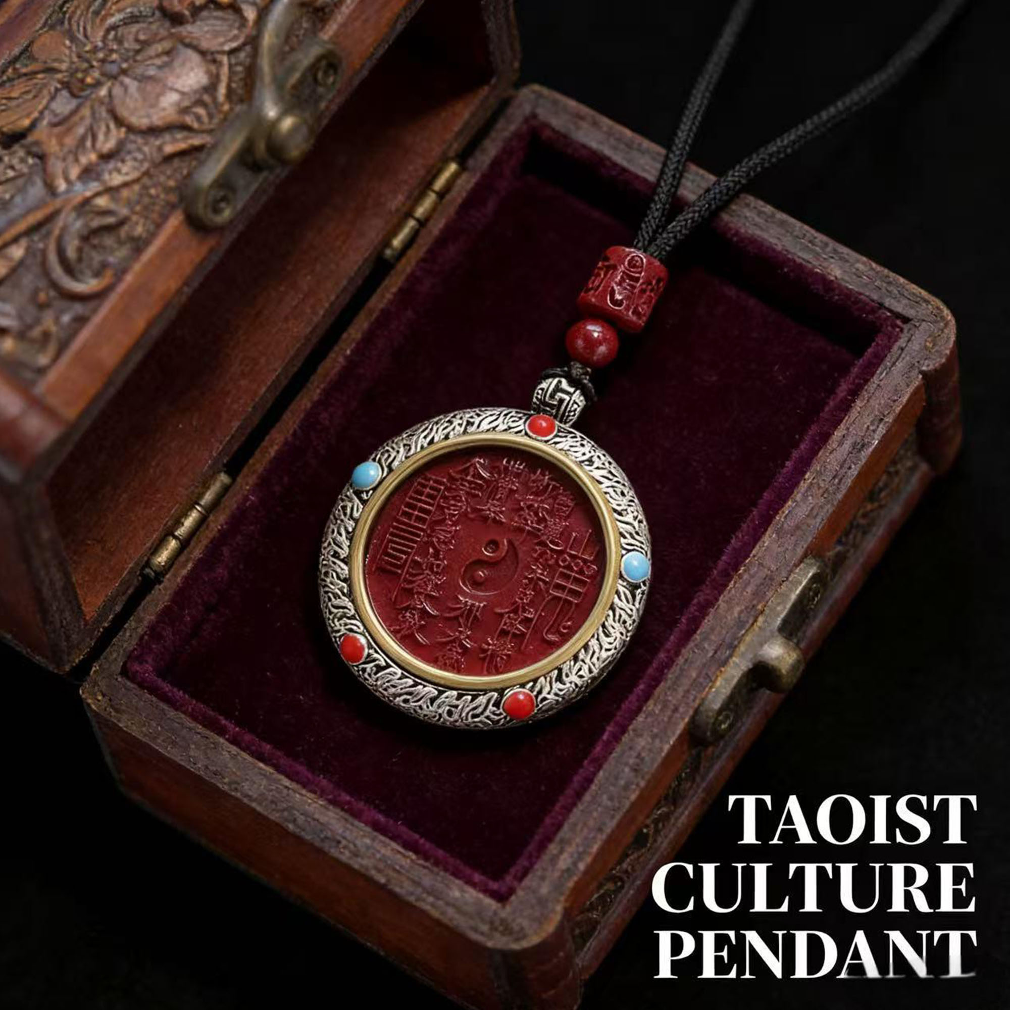 Cinnabar Mountain Flower Pendant | Handcrafted & Personalized Taoist Blessing