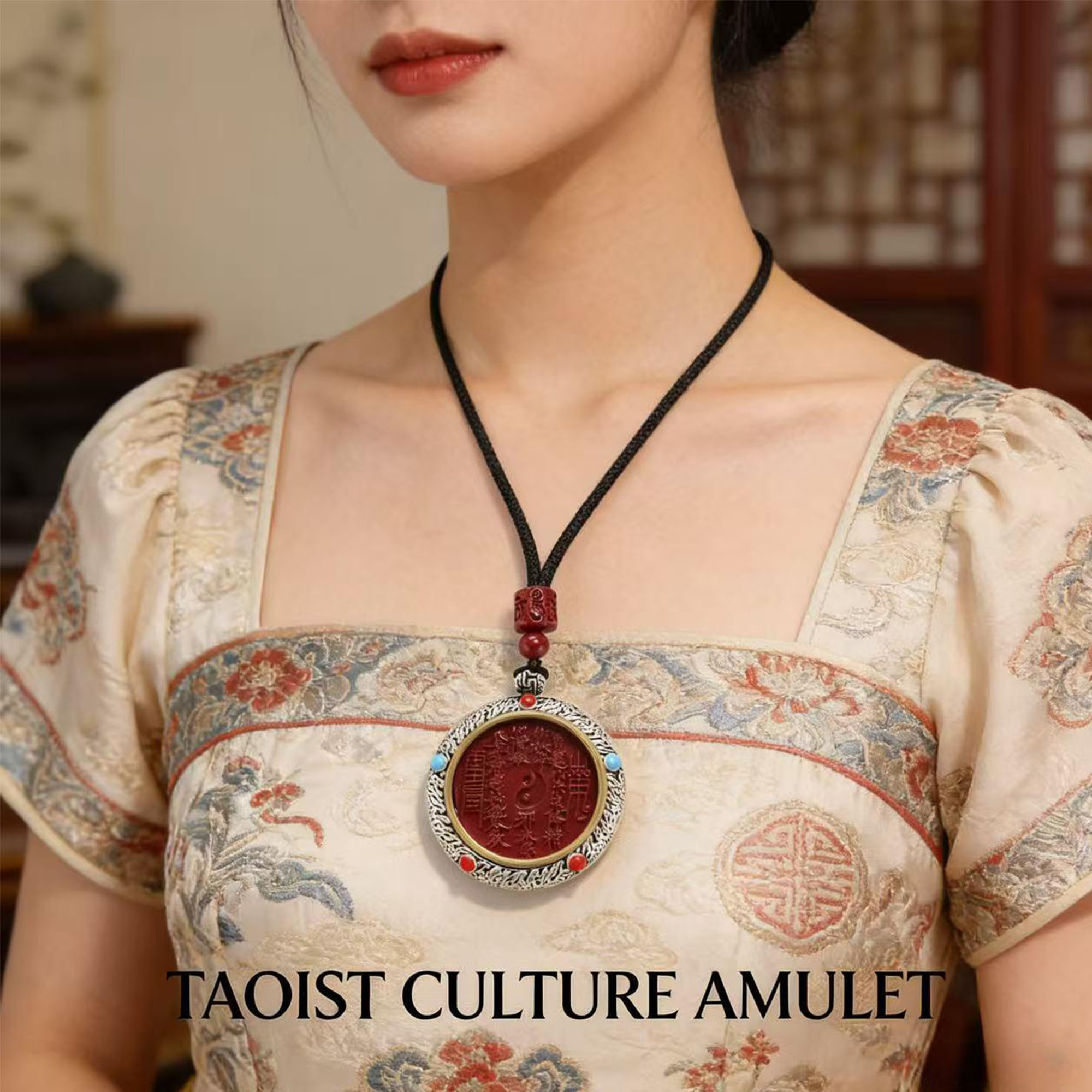 Cinnabar Mountain Flower Pendant | Handcrafted & Personalized Taoist Blessing