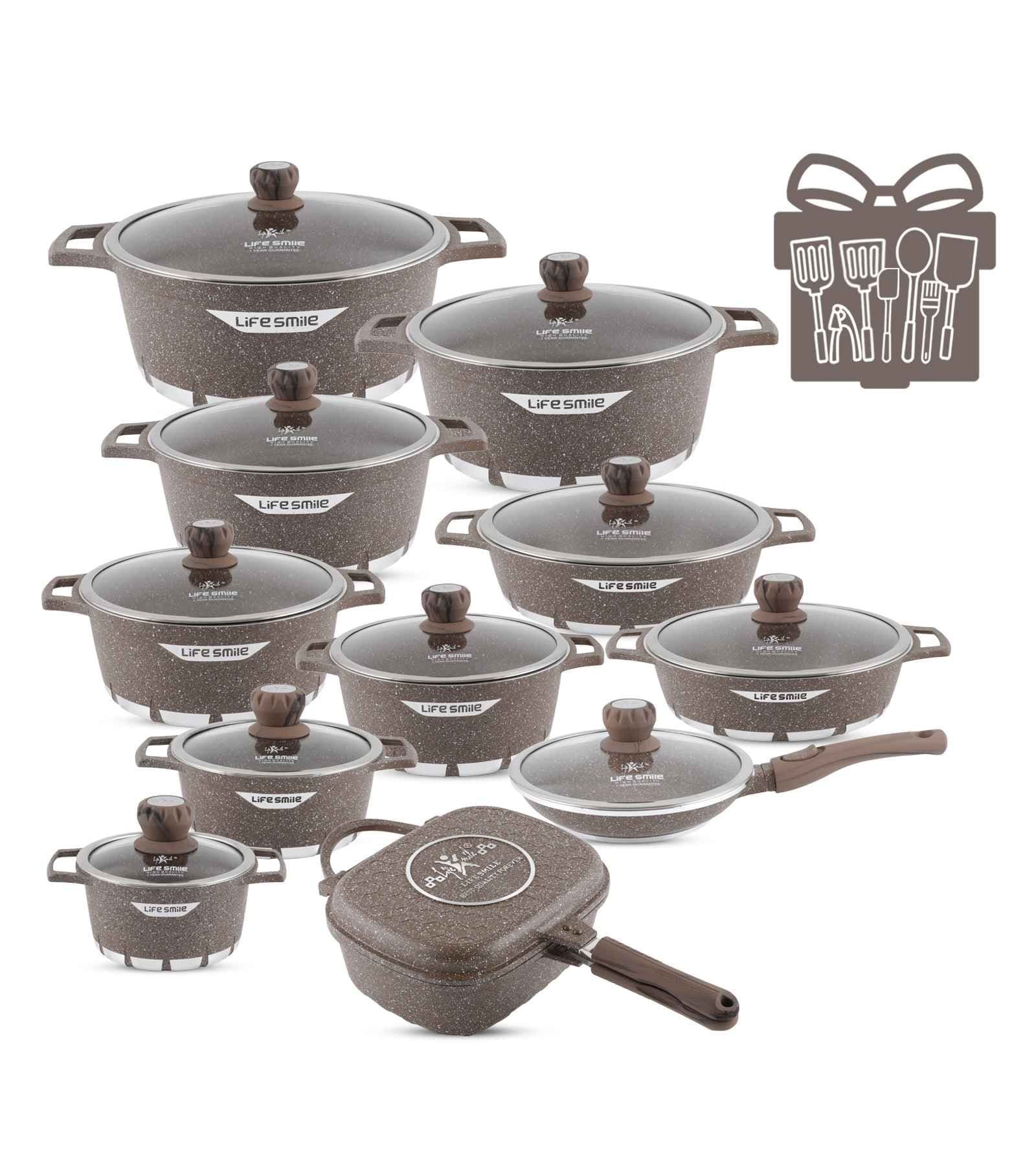 🔥（Buy 1 Get1）Cookware Set 29 Pieces Non Stick Multi Layer Granite Coating!（Free shipping, last 12 sets left）‼️