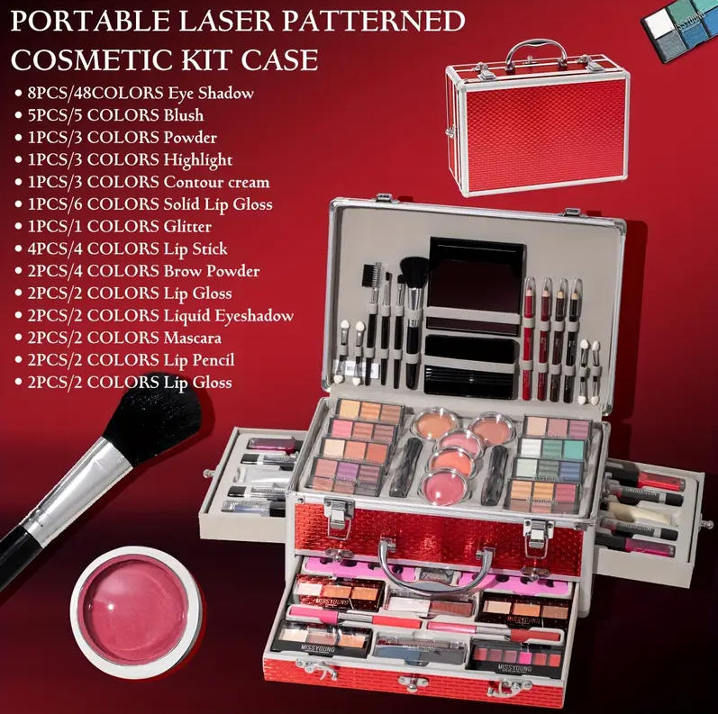 【Buy 1 Get 1 Free】Professional Multifunctional Makeup Set, 106pcs Makeup Tools Eyeshadow Lipstick Mascara Lip Liner Makeup Brush Makeup Artist Makeup Gift Box