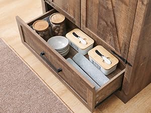 🔥【Last 19 pieces, buy 1 get 1 free】Farmhouse Kitchen Pantry Cabinet - 72 Tall Large Wood Kitchen Storage Cabinets with Adjustable Shelves & 2 Barn Doors & Drawer, Versatile Storage for Dining Room, Bathroom, Living Room, Antique Black