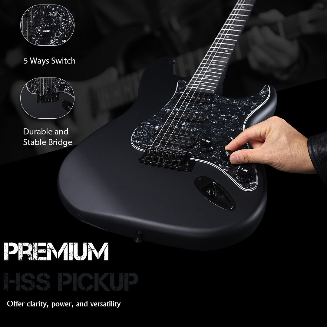 😍WINZZ Solid Poplar Wood Electric Guitar Set for Beginners - 39-Inch, Complete Starter Kit with Accessories