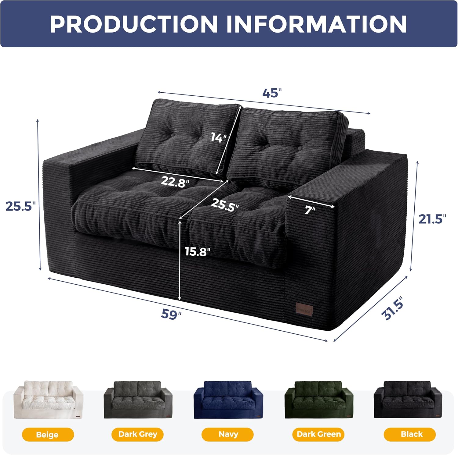✨【Buy 1 Get 1 Free】🔥MAXYOYO 3 Seater Couch for Living Room, Boneless Couch with Tufted Cushion & Backrest, Upholstered Floor Sofa with Armrests, Sofa in A Box, No Assembly Required（🎉Real and effective, first come first served）