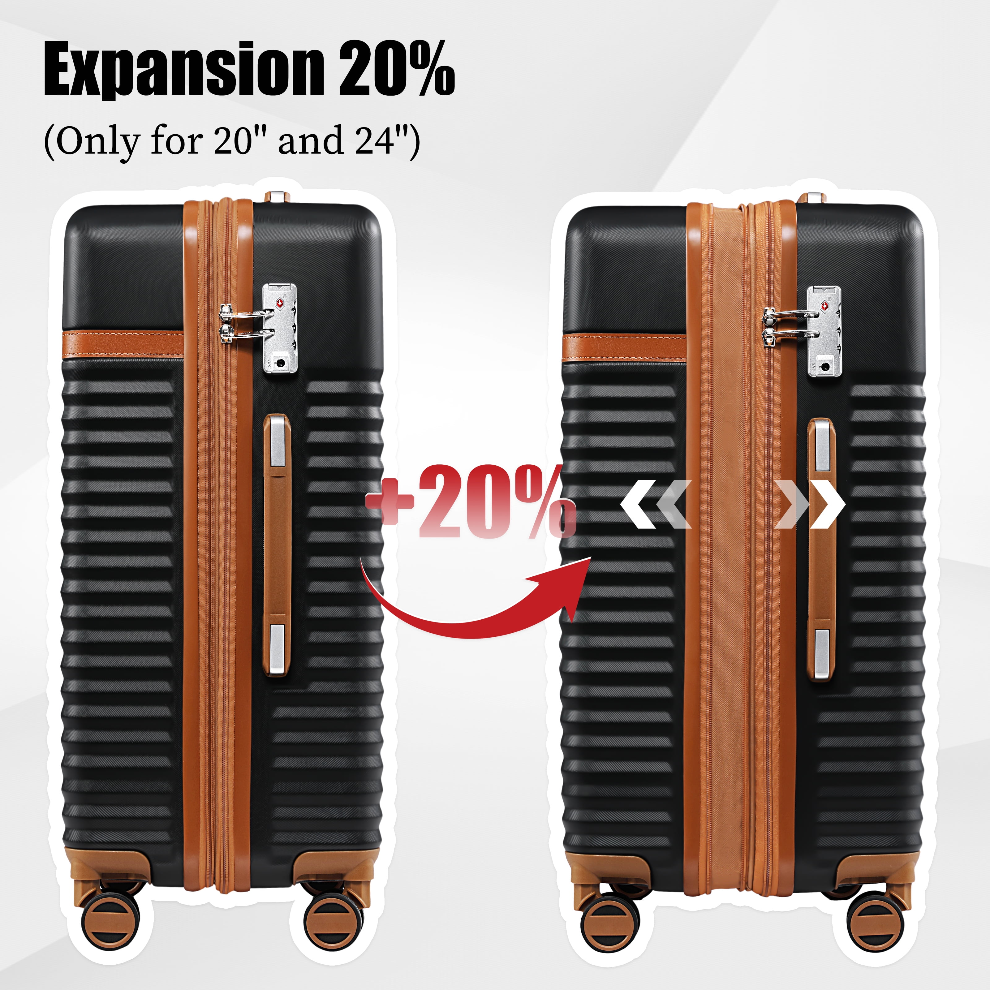 Joyway - 5-Piece Luggage Sets ABS Hardside Spinner Luggage -(Expandable Suitcase20