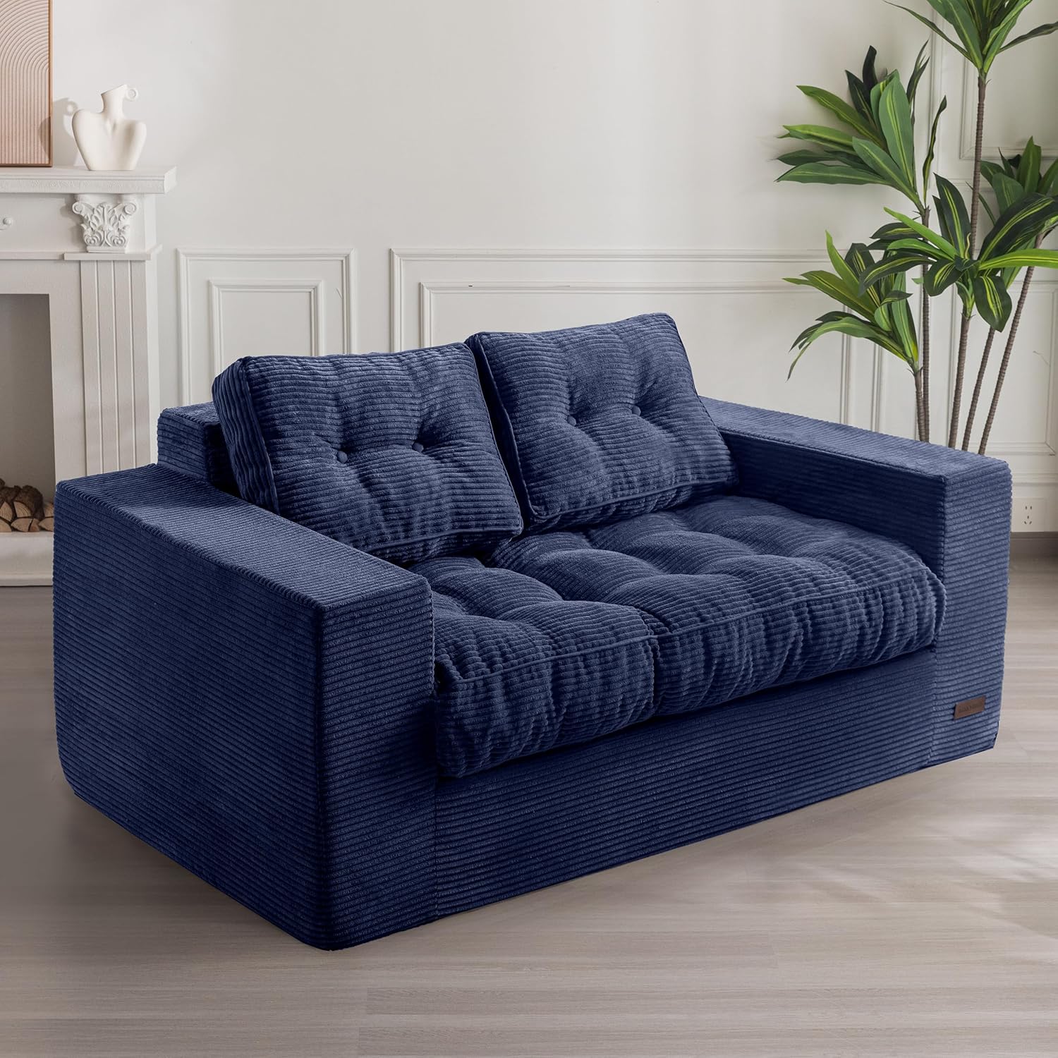 ✨【Buy 1 Get 1 Free】🔥MAXYOYO 3 Seater Couch for Living Room, Boneless Couch with Tufted Cushion & Backrest, Upholstered Floor Sofa with Armrests, Sofa in A Box, No Assembly Required（🎉Real and effective, first come first served）