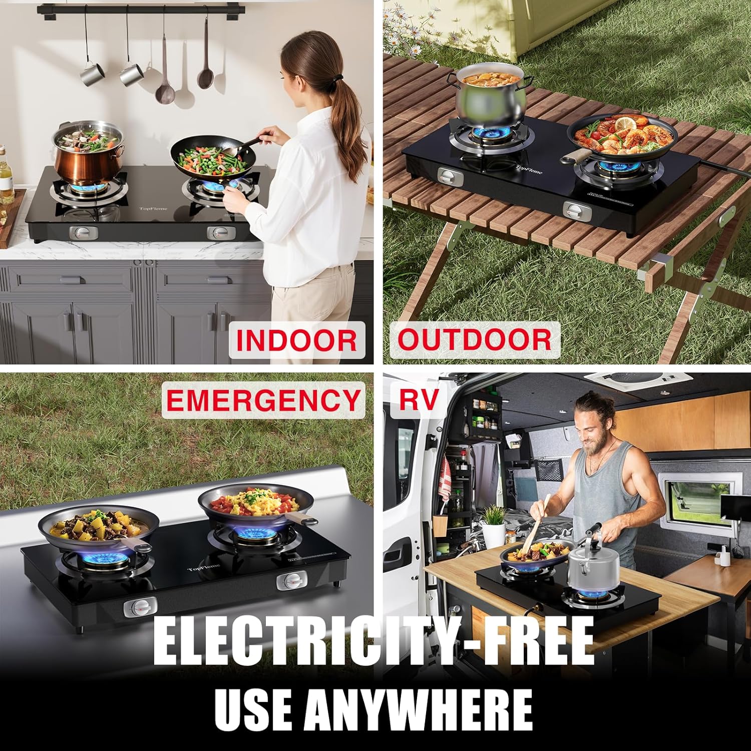 🎉[Official authentic]🔥TopFleme 3 burner propane stove features two 13,600 BTU burners, delivering a powerful 27,200 BTU maximum output