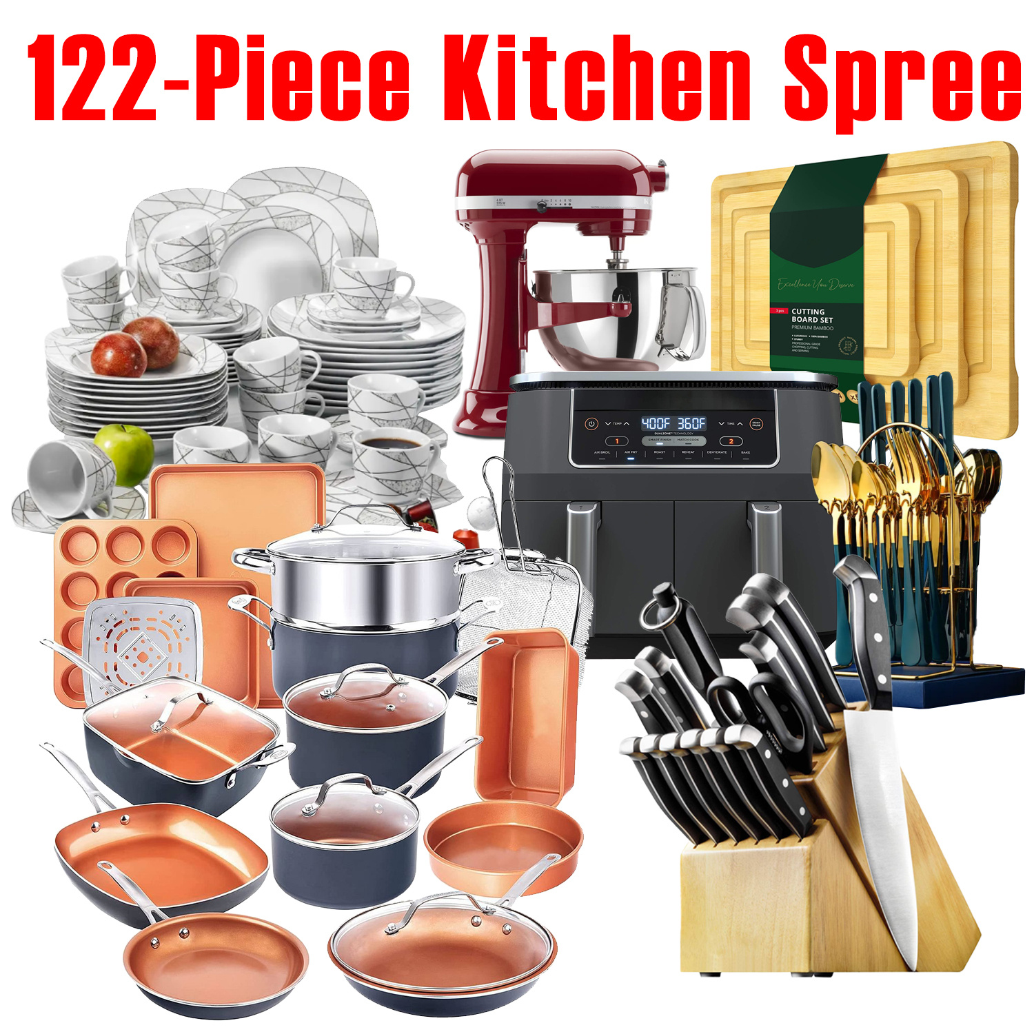 🔥🔥🔥Limited-time Promotion, 122-piece Kitchen Spree, Meeting All The Needs Of The Kitchen