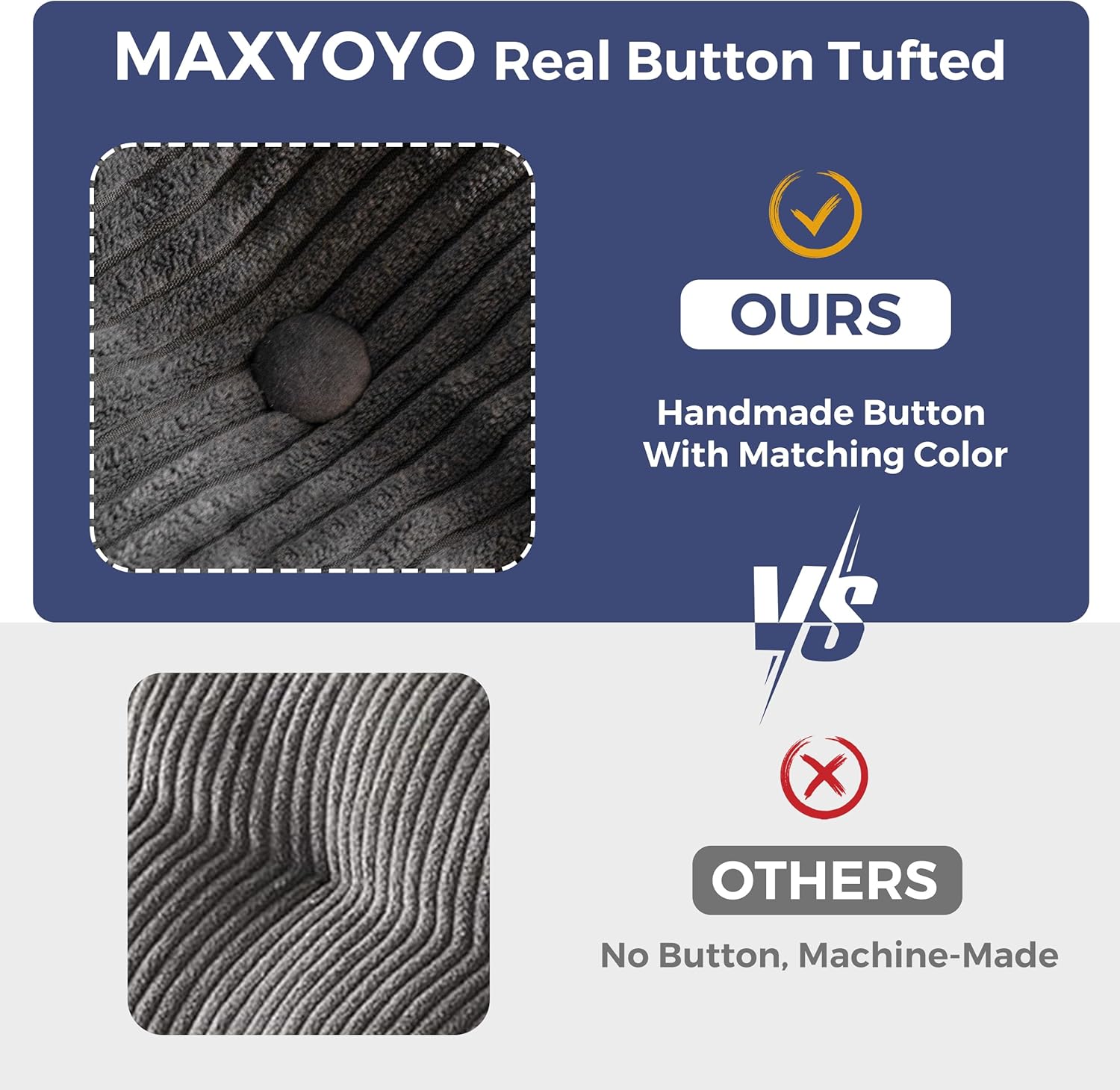 ✨【Buy 1 Get 1 Free】🔥MAXYOYO 3 Seater Couch for Living Room, Boneless Couch with Tufted Cushion & Backrest, Upholstered Floor Sofa with Armrests, Sofa in A Box, No Assembly Required（🎉Real and effective, first come first served）