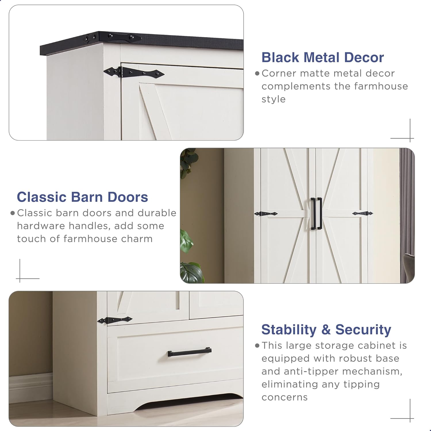 🔥【Last 19 pieces, buy 1 get 1 free】Farmhouse Kitchen Pantry Cabinet - 72 Tall Large Wood Kitchen Storage Cabinets with Adjustable Shelves & 2 Barn Doors & Drawer, Versatile Storage for Dining Room, Bathroom, Living Room, Antique Black