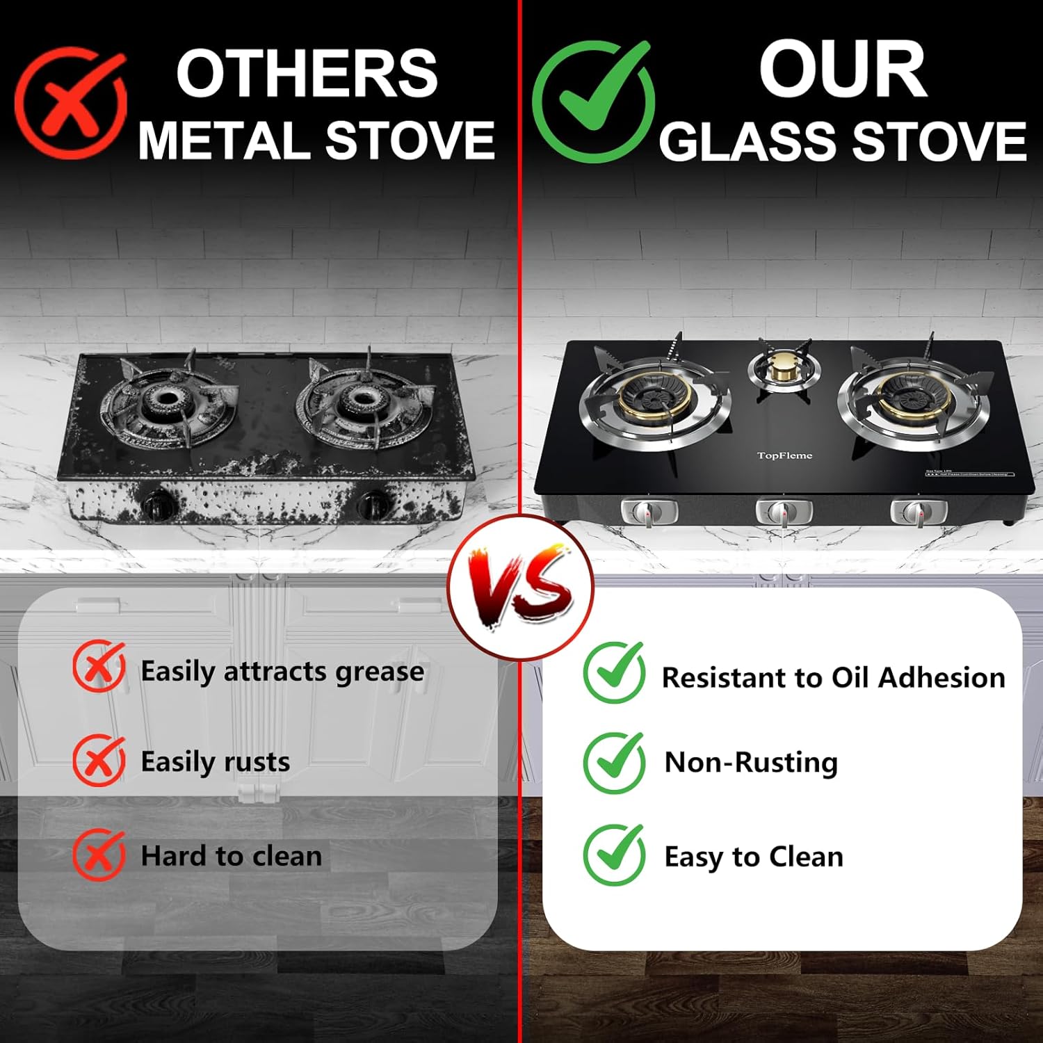 🎉[Official authentic]🔥TopFleme 3 burner propane stove features two 13,600 BTU burners, delivering a powerful 27,200 BTU maximum output