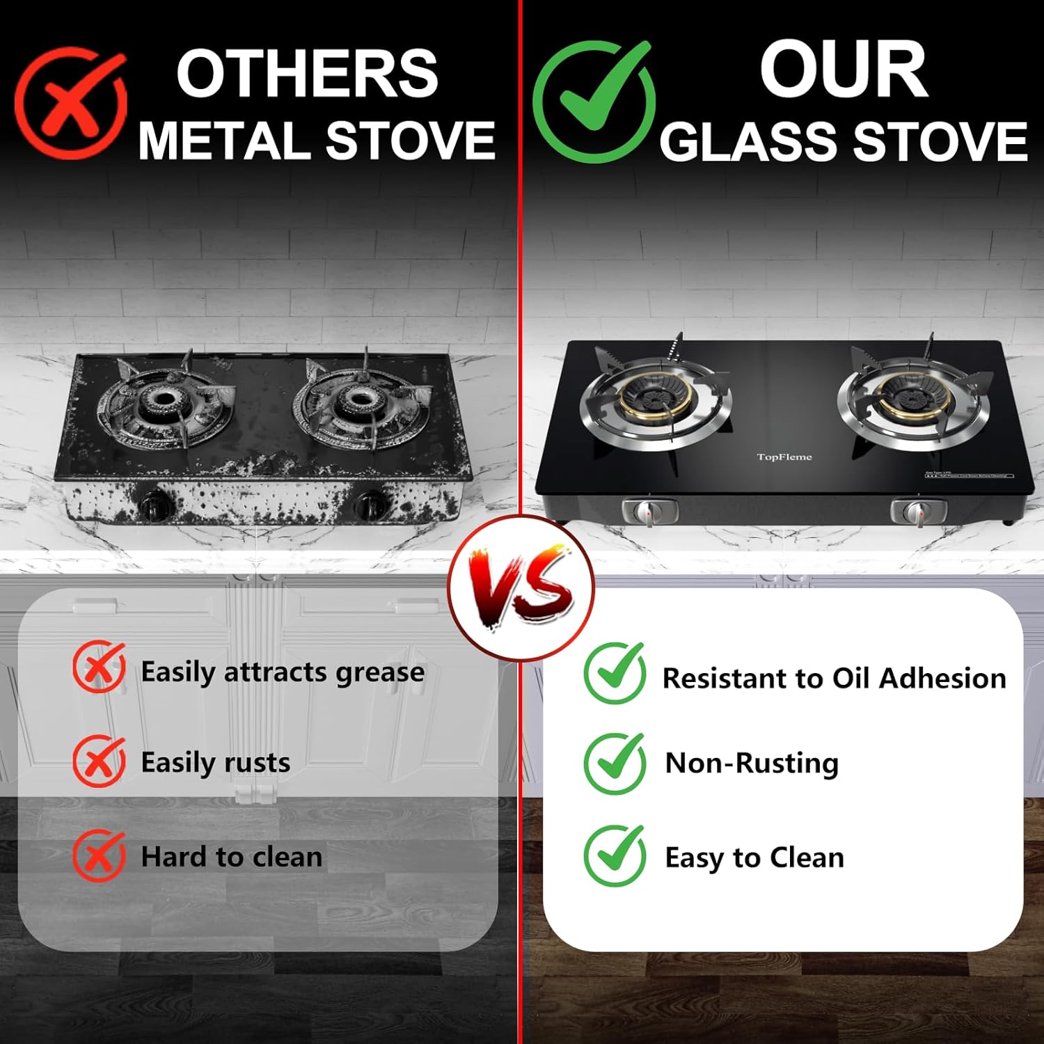 🎉[Official authentic]🔥TopFleme 3 burner propane stove features two 13,600 BTU burners, delivering a powerful 27,200 BTU maximum output