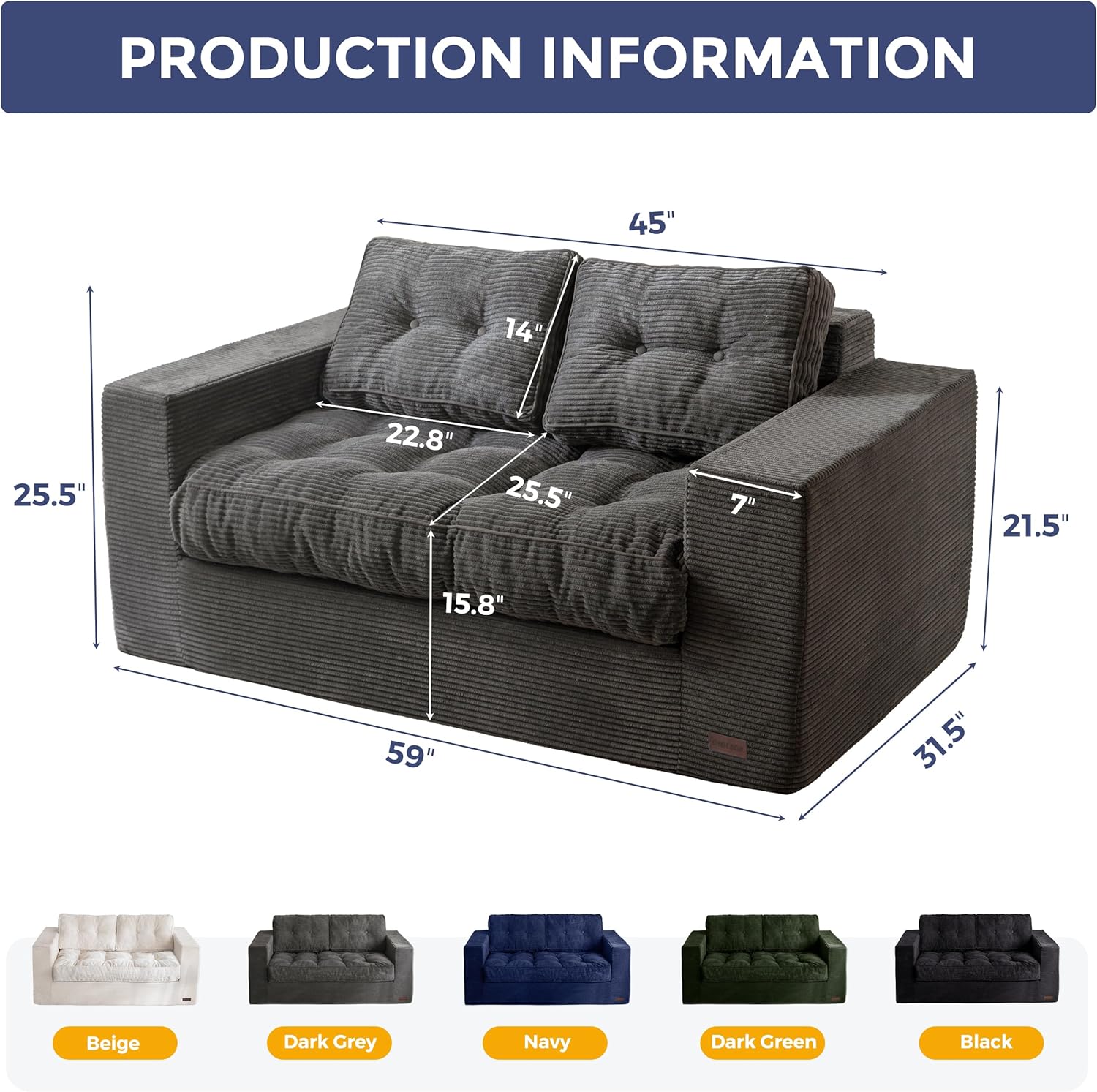 ✨【Buy 1 Get 1 Free】🔥MAXYOYO 3 Seater Couch for Living Room, Boneless Couch with Tufted Cushion & Backrest, Upholstered Floor Sofa with Armrests, Sofa in A Box, No Assembly Required（🎉Real and effective, first come first served）