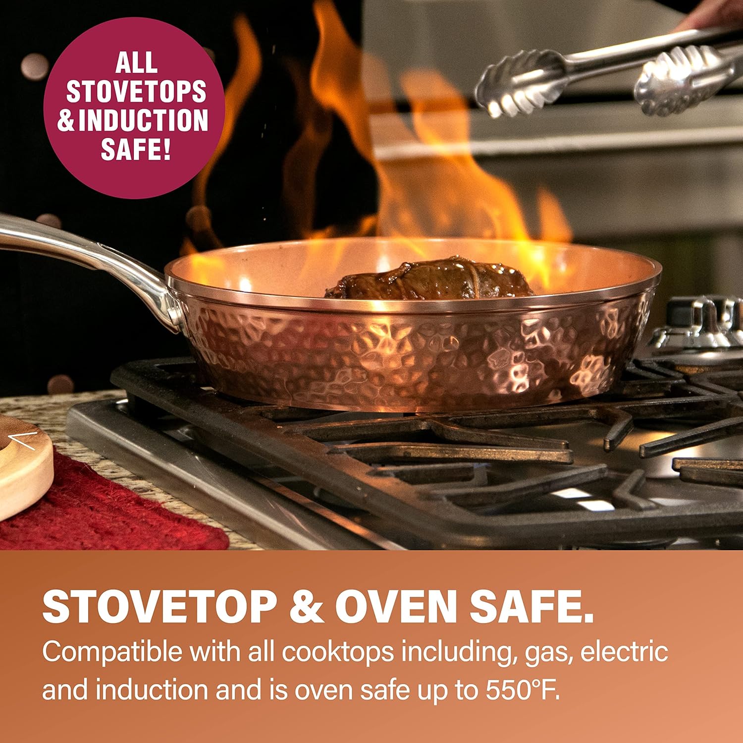 GOTHAM STEEL Hammered 20 Pc Ceramic Cookware Set Nonstick, Induction Pots and Pans Set Non Stick for Kitchen, Deep Pots and Pans for Cooking, Non Toxic Cookware Sets, Oven & Dishwasher Safe