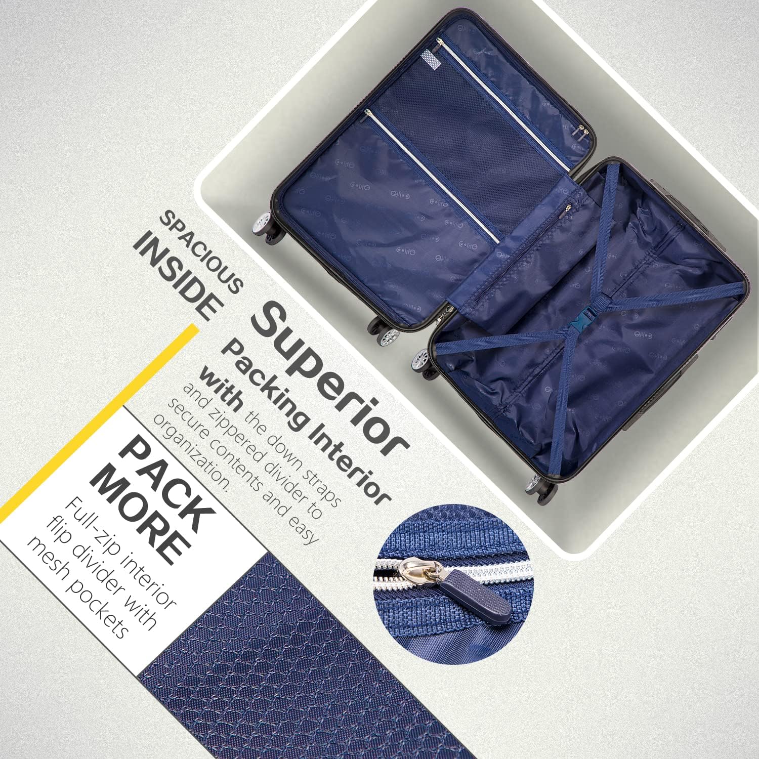 Coolife Luggage Expandable 5 Piece Sets PC+ABS Spinner Suitcase 20 inch 24 inch 28 inch (orange new)