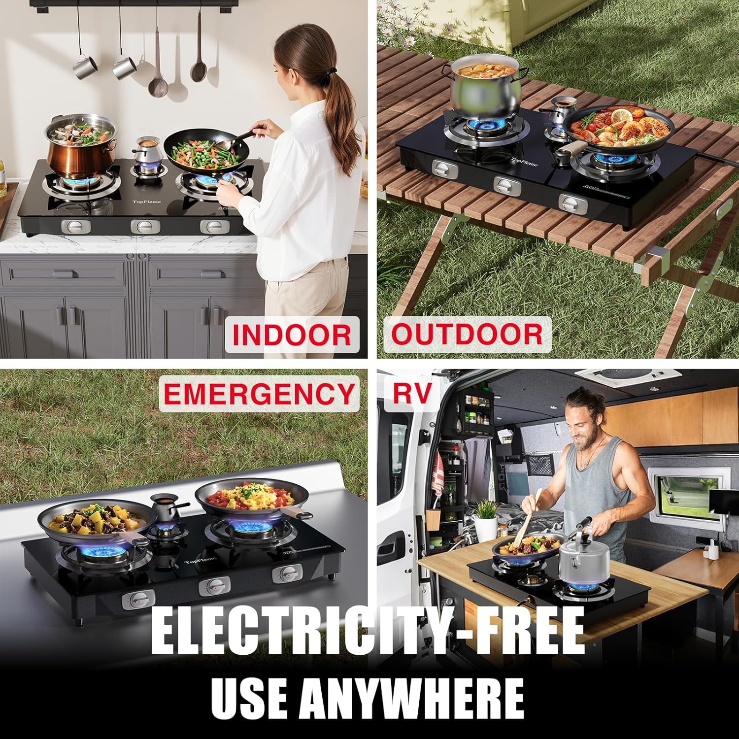 🎉[Official authentic]🔥TopFleme 3 burner propane stove features two 13,600 BTU burners, delivering a powerful 27,200 BTU maximum output