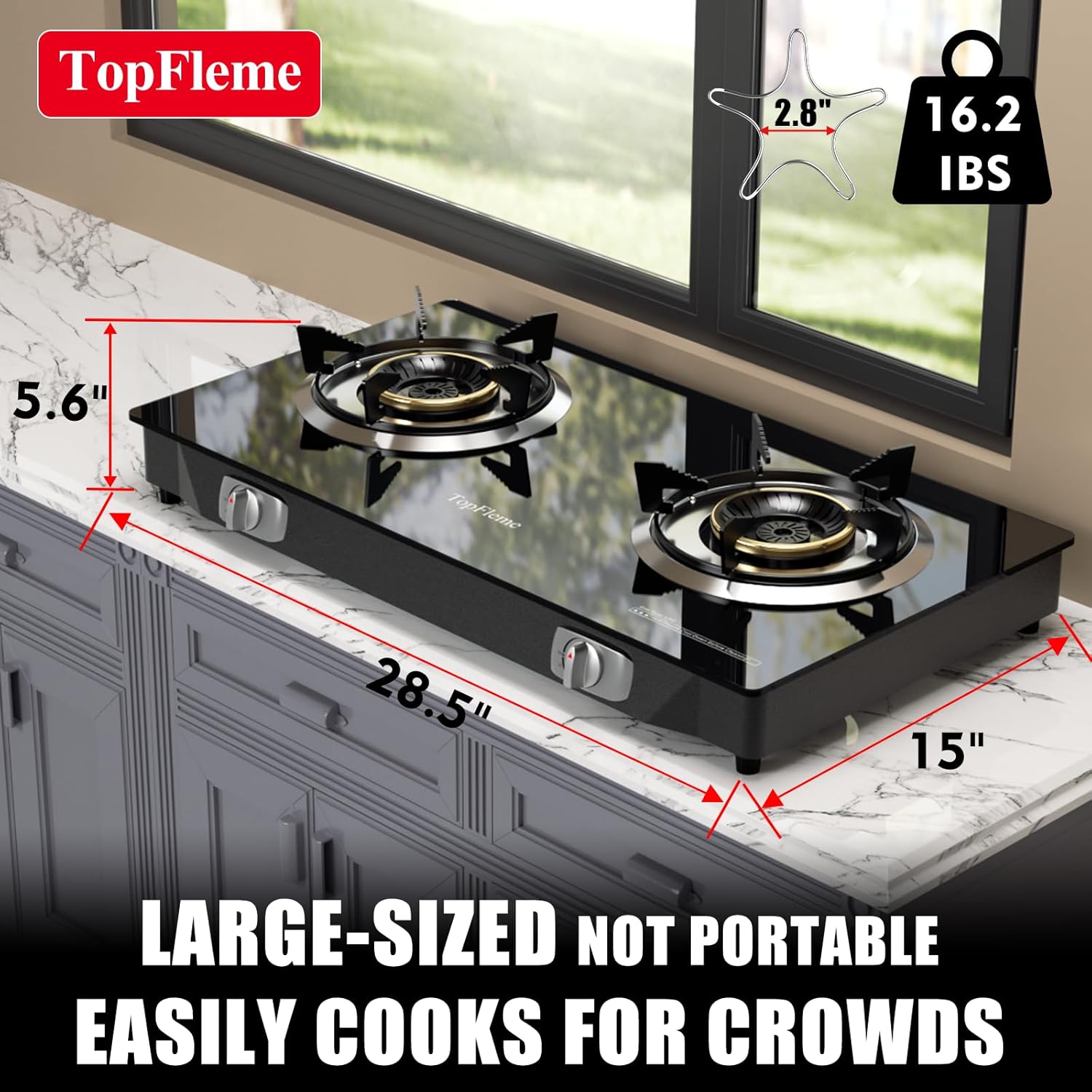 🎉[Official authentic]🔥TopFleme 3 burner propane stove features two 13,600 BTU burners, delivering a powerful 27,200 BTU maximum output