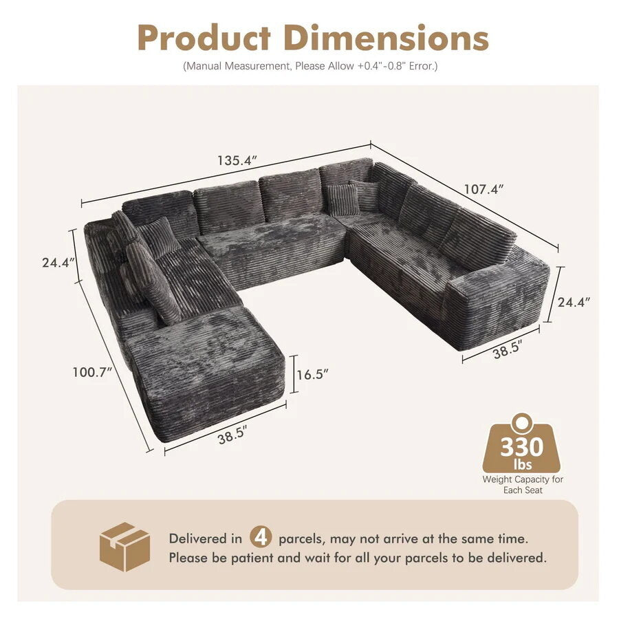 ☁️ [4-Pack Shipping] Living Room Cloud Sofa ☁️✨ Plush Corduroy. Supreme Comfort