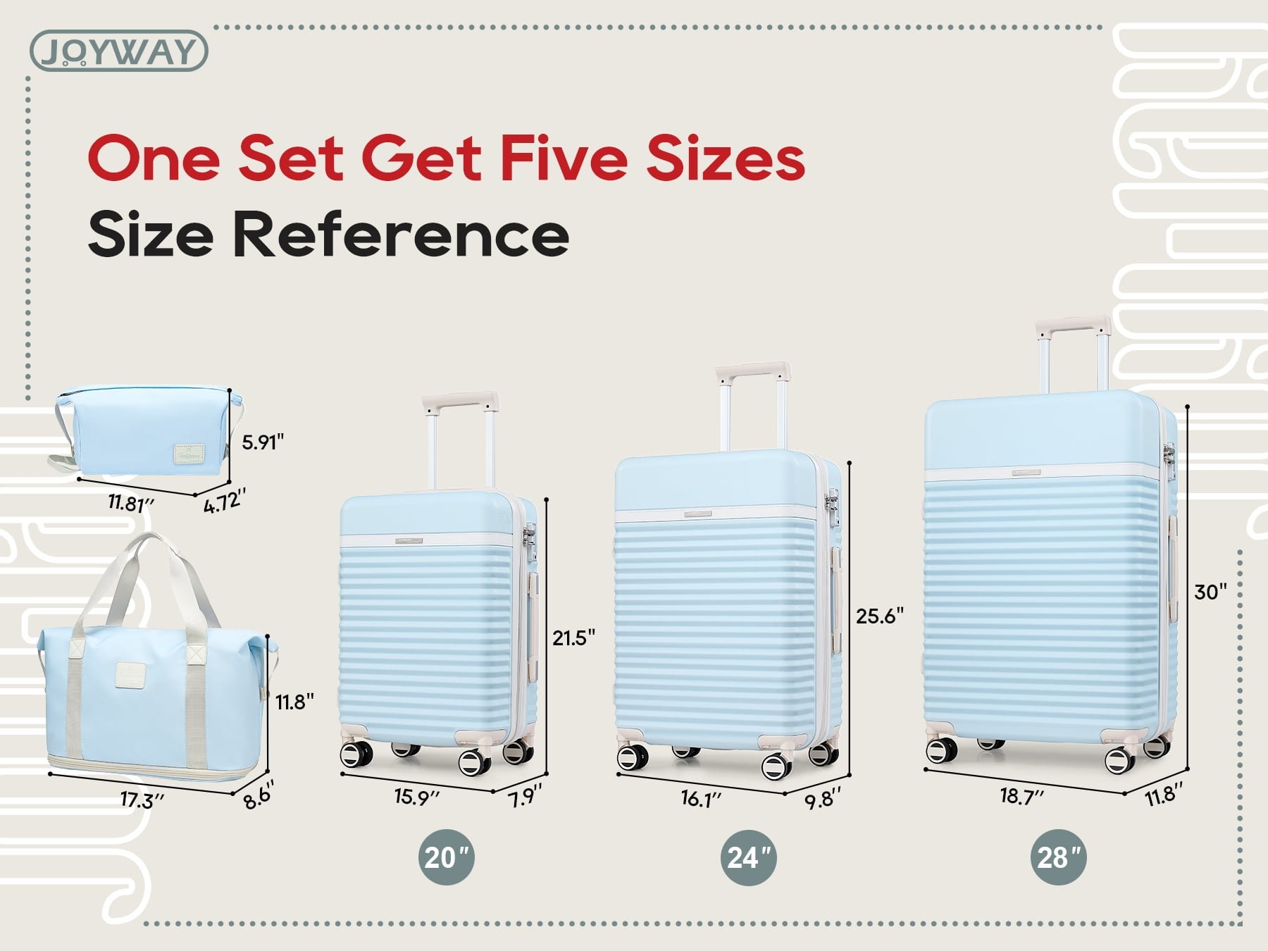 Joyway - 5-Piece Luggage Sets ABS Hardside Spinner Luggage -(Expandable Suitcase20