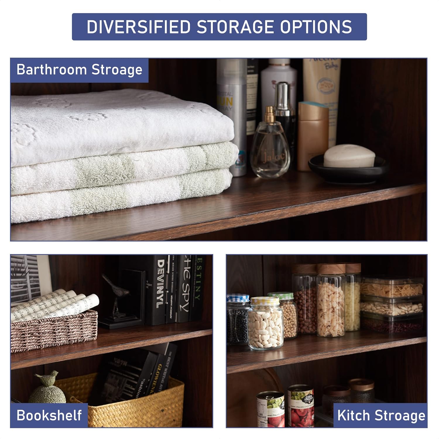 🔥【Last 19 pieces, buy 1 get 1 free】Farmhouse Kitchen Pantry Cabinet - 72 Tall Large Wood Kitchen Storage Cabinets with Adjustable Shelves & 2 Barn Doors & Drawer, Versatile Storage for Dining Room, Bathroom, Living Room, Antique Black