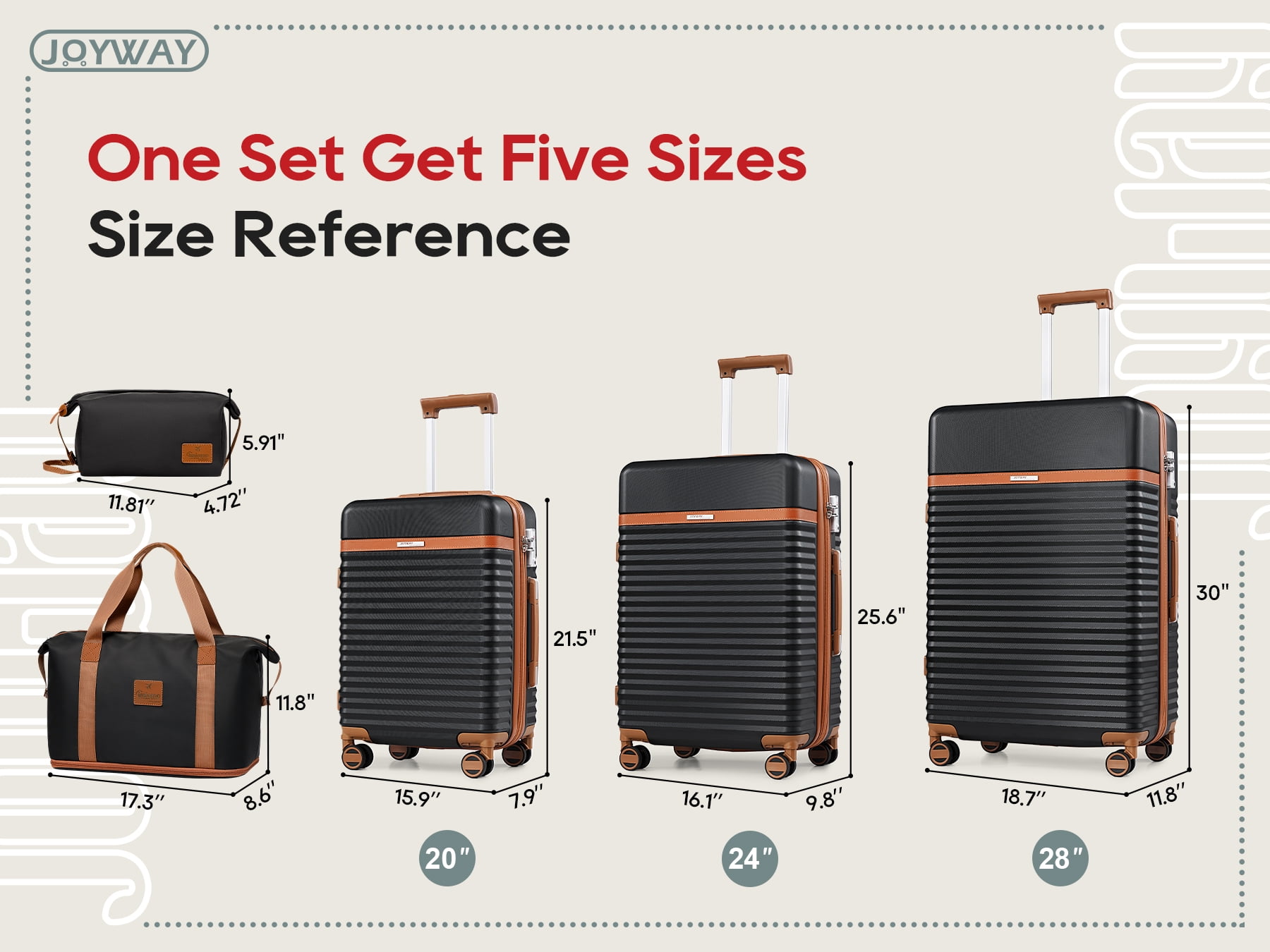Joyway - 5-Piece Luggage Sets ABS Hardside Spinner Luggage -(Expandable Suitcase20