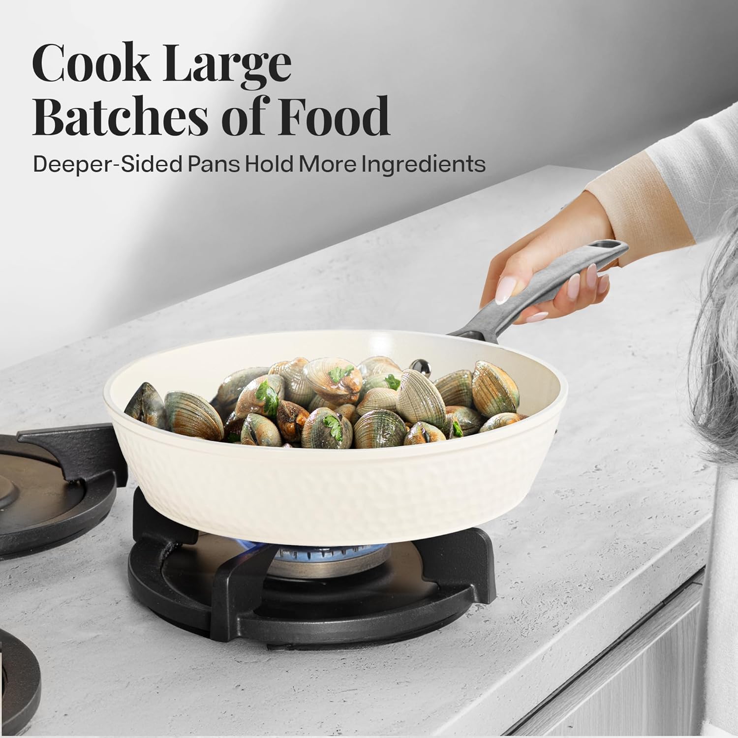 GOTHAM STEEL Hammered 20 Pc Ceramic Cookware Set Nonstick, Induction Pots and Pans Set Non Stick for Kitchen, Deep Pots and Pans for Cooking, Non Toxic Cookware Sets, Oven & Dishwasher Safe