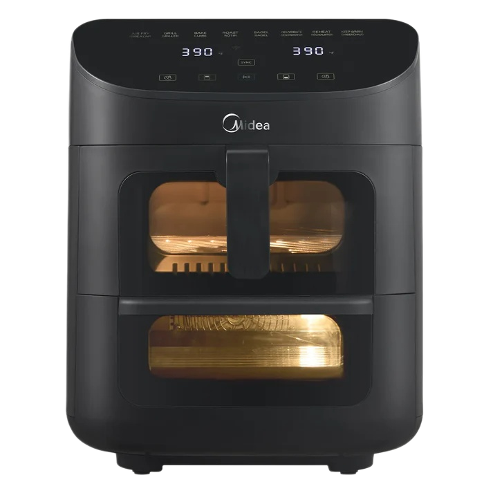 Midea Air Fryer, 11 Qt, Double Basket with Dual Cooking Zones, 8-In-1 Presets