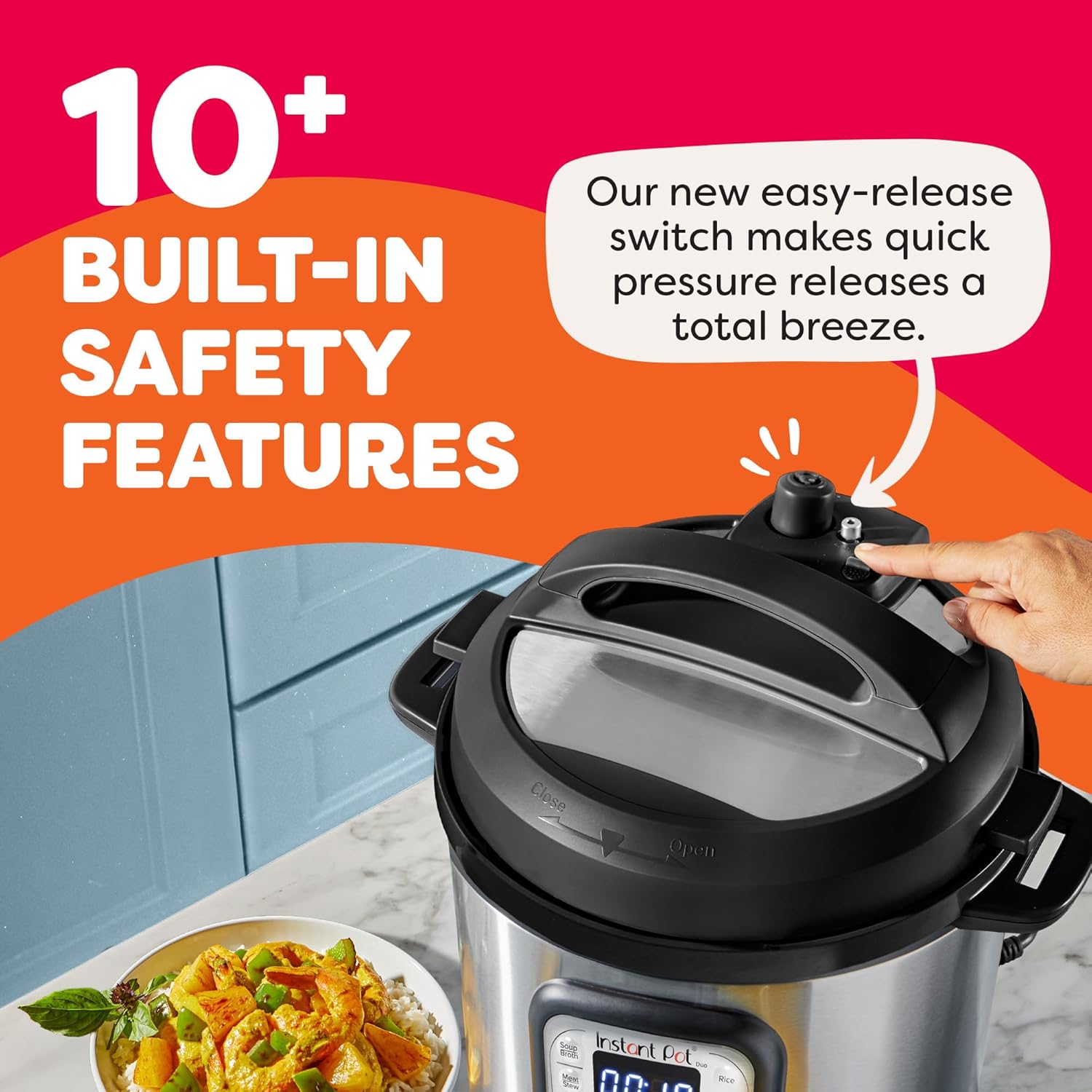 🔥Official Store🔥【Order today and get a free knife set!】Instant Pot Duo 7-in-1 Electric Pressure Cooker, Slow Cooker, Rice Cooker, Steamer, Sauté, Yogurt Maker, Warmer & Sterilizer, Includes App With Over 800 Recipes, Stainless Steel