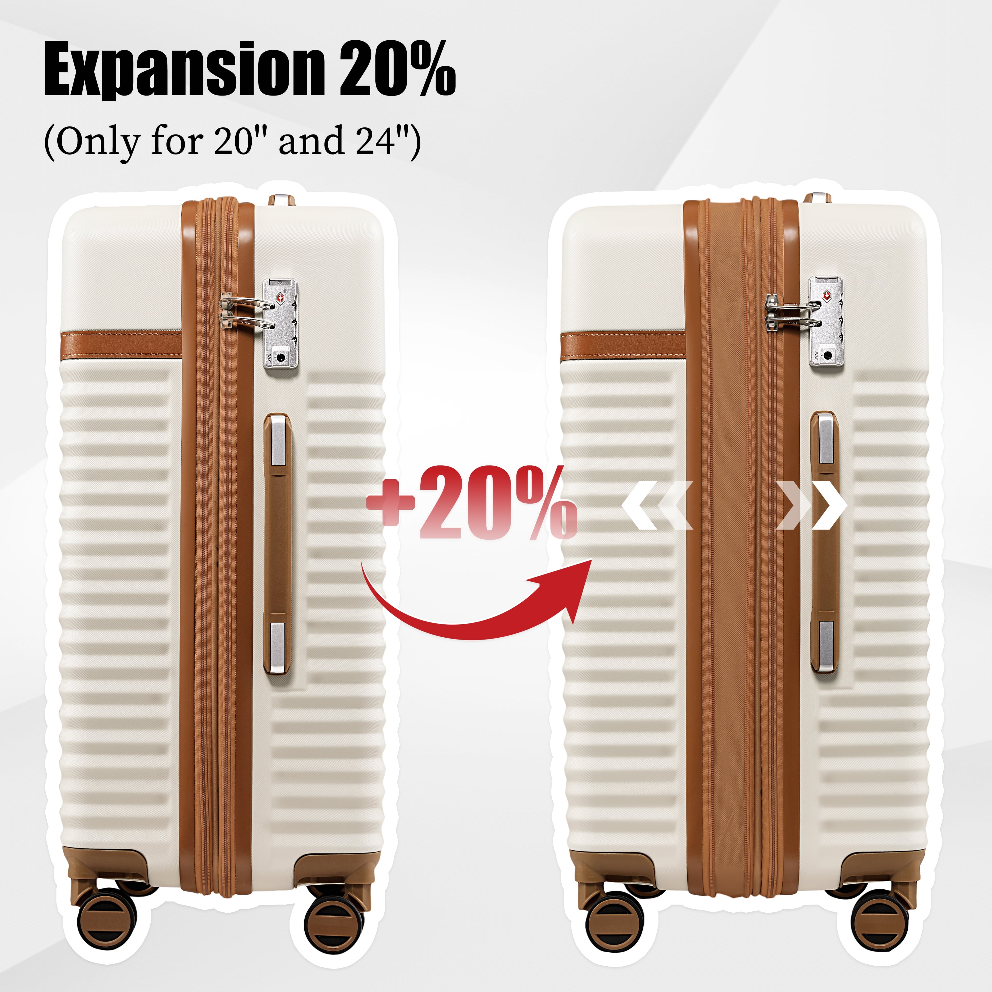 Joyway - 5-Piece Luggage Sets ABS Hardside Spinner Luggage -(Expandable Suitcase20