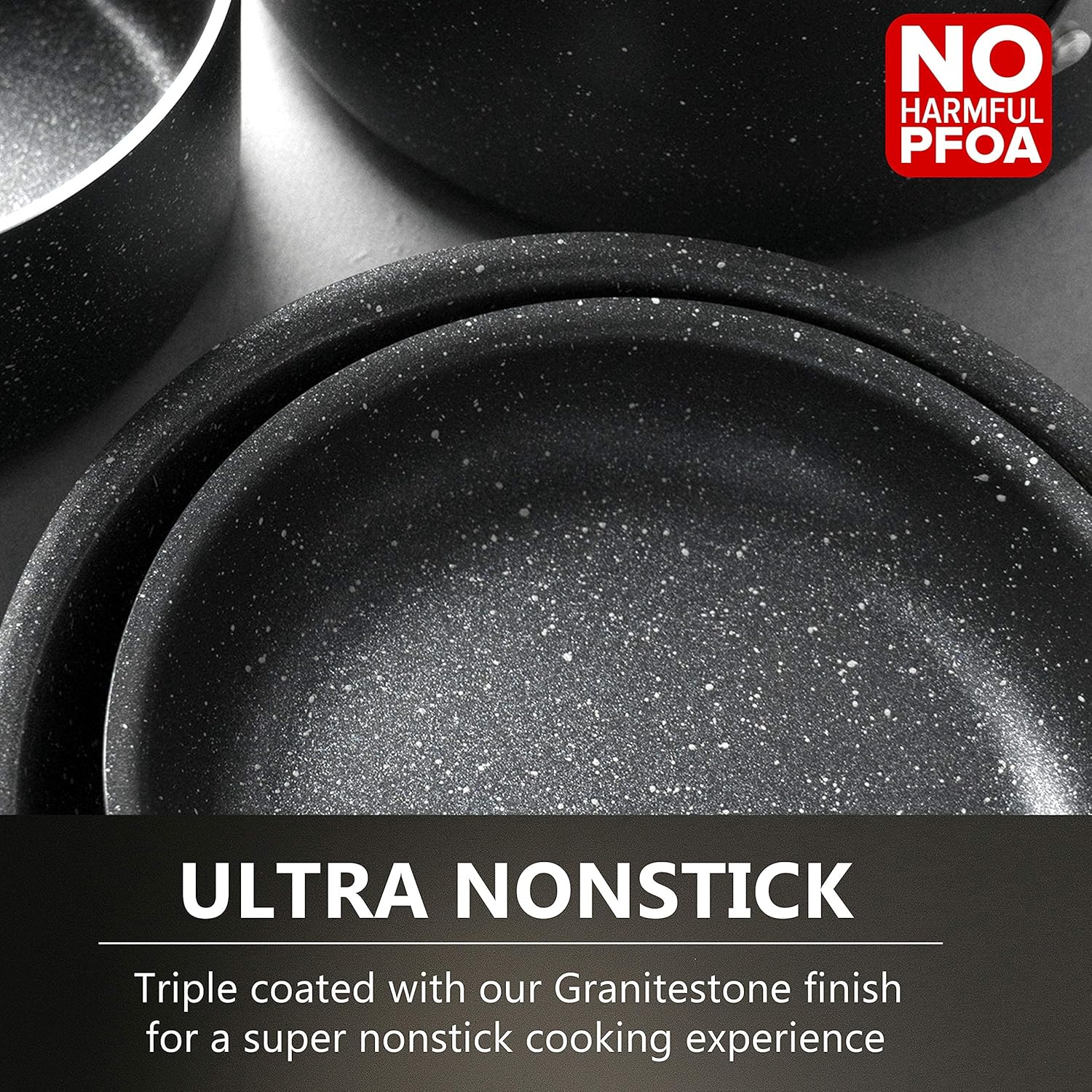 🔥🔥🔥【Last day, historical lowest price】Granitestone Original Stack Master 10 Piece Cookware Set, Triple Layer Nonstick Granite Stone with Diamond infused Coating, Dishwasher Oven Safe, Non-Toxic Pots and Pans