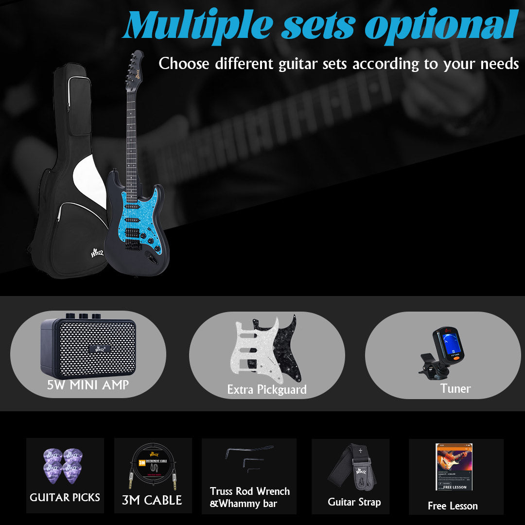😍WINZZ Solid Poplar Wood Electric Guitar Set for Beginners - 39-Inch, Complete Starter Kit with Accessories