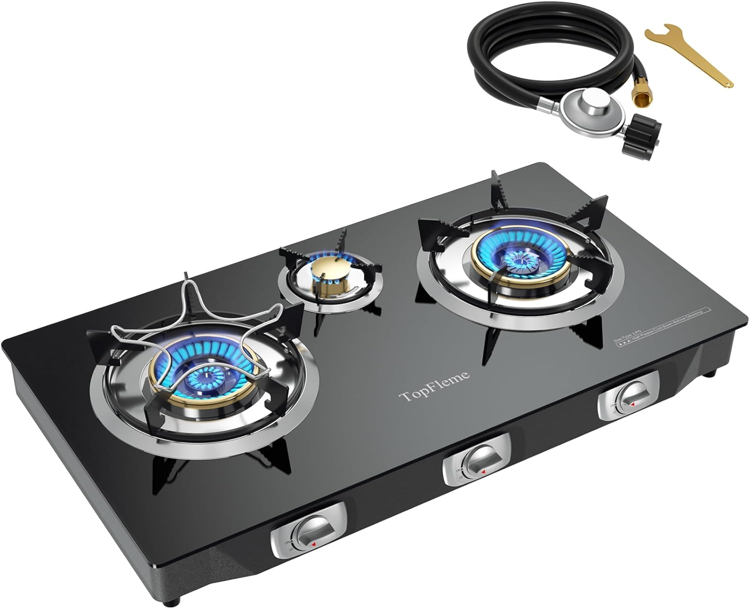 🎉[Official authentic]🔥TopFleme 3 burner propane stove features two 13,600 BTU burners, delivering a powerful 27,200 BTU maximum output