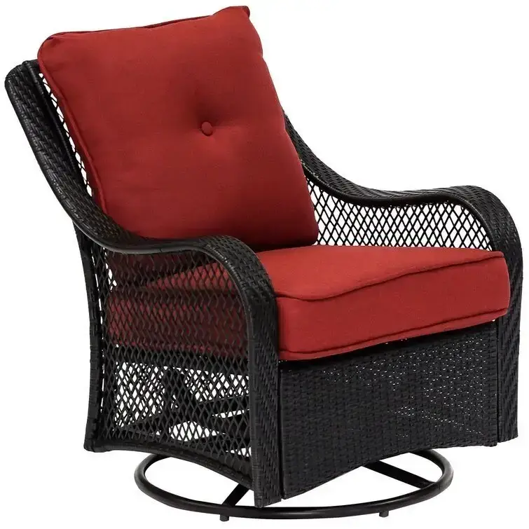 🔥Big price cuts!🔥 Orleans 5-Piece Steel Patio Fire Pit Conversation Set with Navy Blue Cushions, Swivel Gliders and Square Fire Pit Table