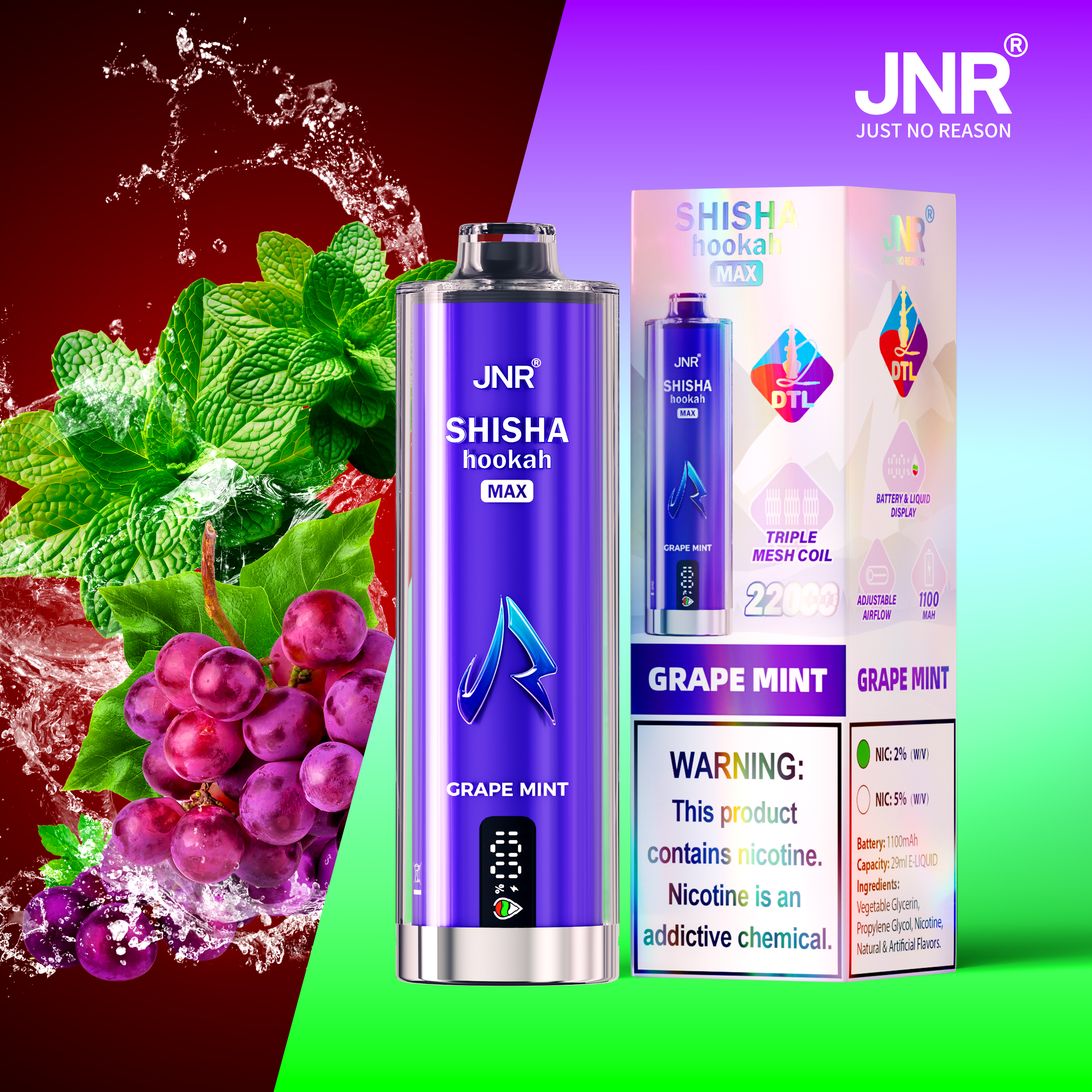 JNR Shisha Max 22000 22K Puffs Original Hookah Edition Disposable Vape Pen