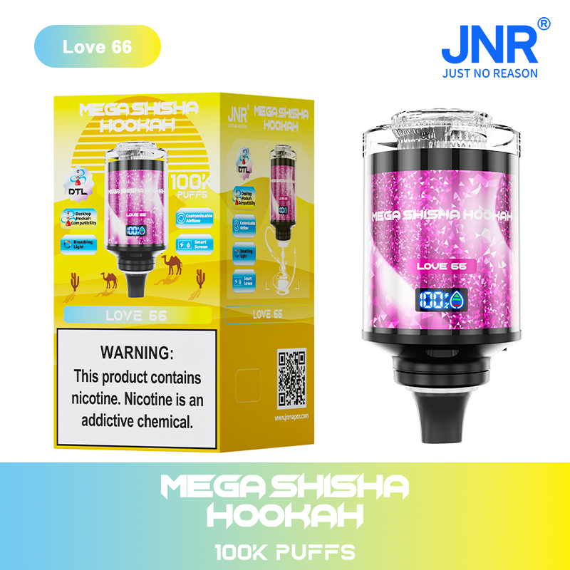 JNR Mega Shisha Hookah 100000 100K Puffs Large Capacity LED Display Disposable Vape
