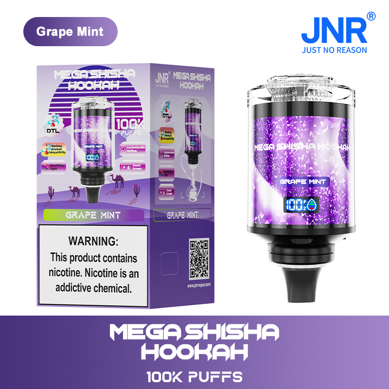 JNR Mega Shisha Hookah 100000 100K Puffs Large Capacity LED Display Disposable Vape