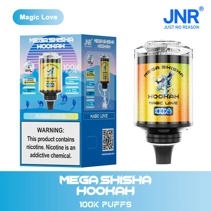 JNR Mega Shisha Hookah 100000 100K Puffs Large Capacity LED Display Disposable Vape