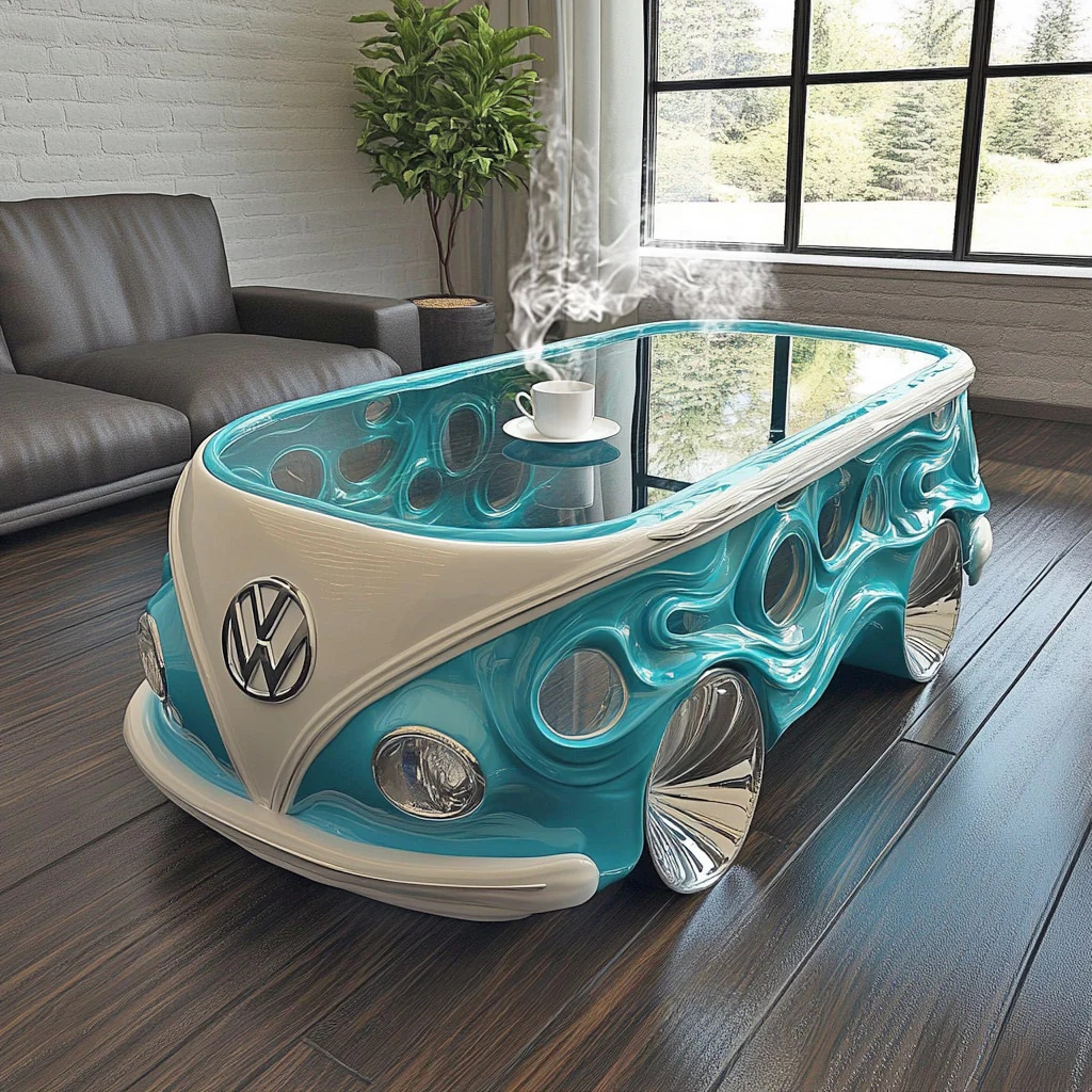 Glass Volkswagen Bus Coffee Tables