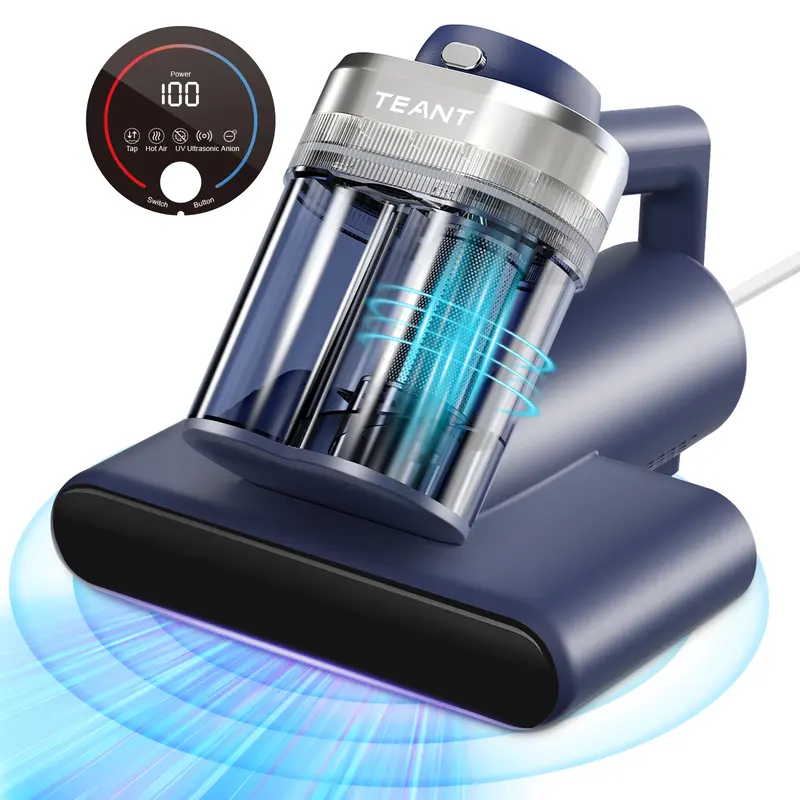 Teant Mattress Vacuum Cleaner for Dust Mites, 16Kpa Powerful Suction, LED Display & UV-C Light, 149°F Hot Air Sterilization & ith Aroma Tablet, Double-Cup Handheld Vacuum with HEPA Filter for Bed, Sofa, Pet Hair deep cleaner Lightweight