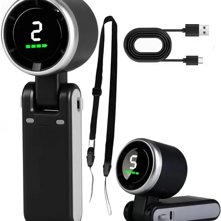 Portable 3 In 1 Rechargeable Turbo Handheld Fan With 5 Speeds And 4000mAh Battery