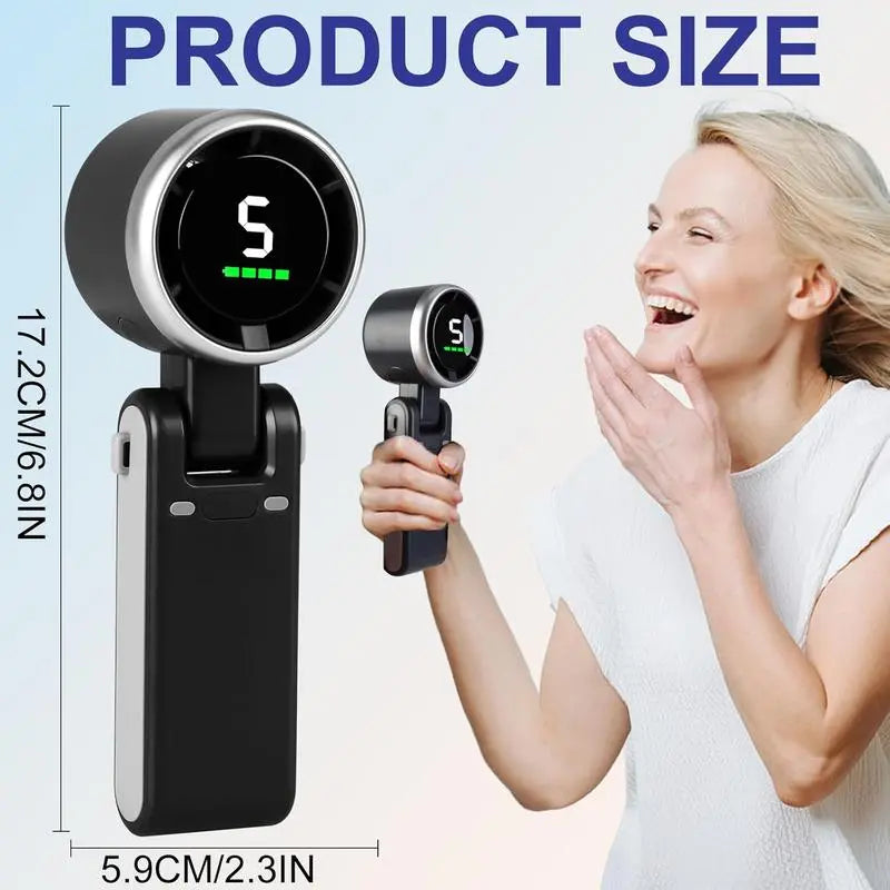 Portable 3 In 1 Rechargeable Turbo Handheld Fan With 5 Speeds And 4000mAh Battery