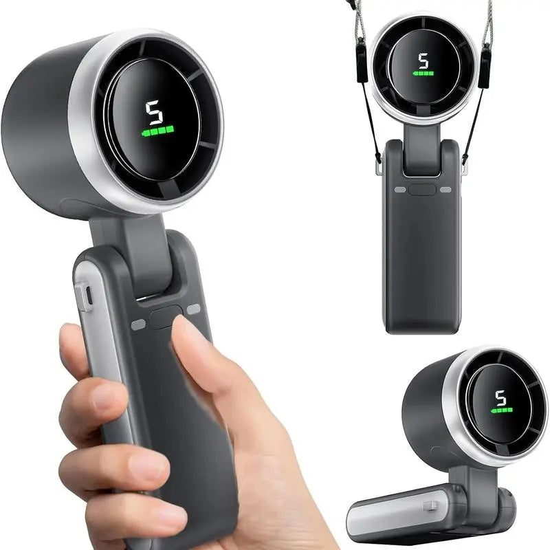 Portable 3 In 1 Rechargeable Turbo Handheld Fan With 5 Speeds And 4000mAh Battery