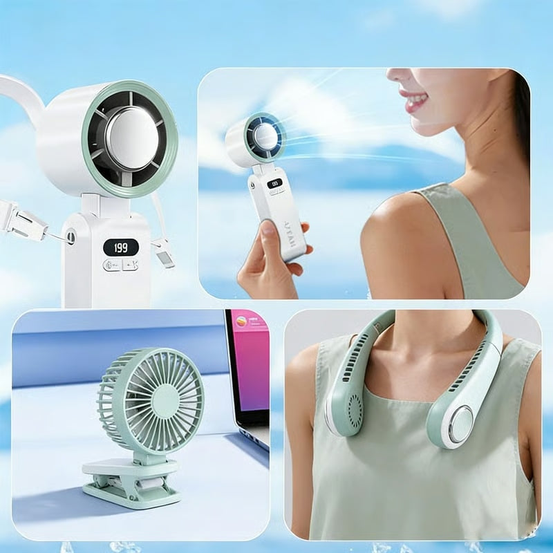 ❄️High-speed cooling portable folding rechargeable fan