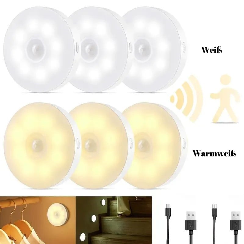 💡3er/6er-Pack wiederaufladbare 8LEDs-Nachtlichter mit Bewegungssensor 