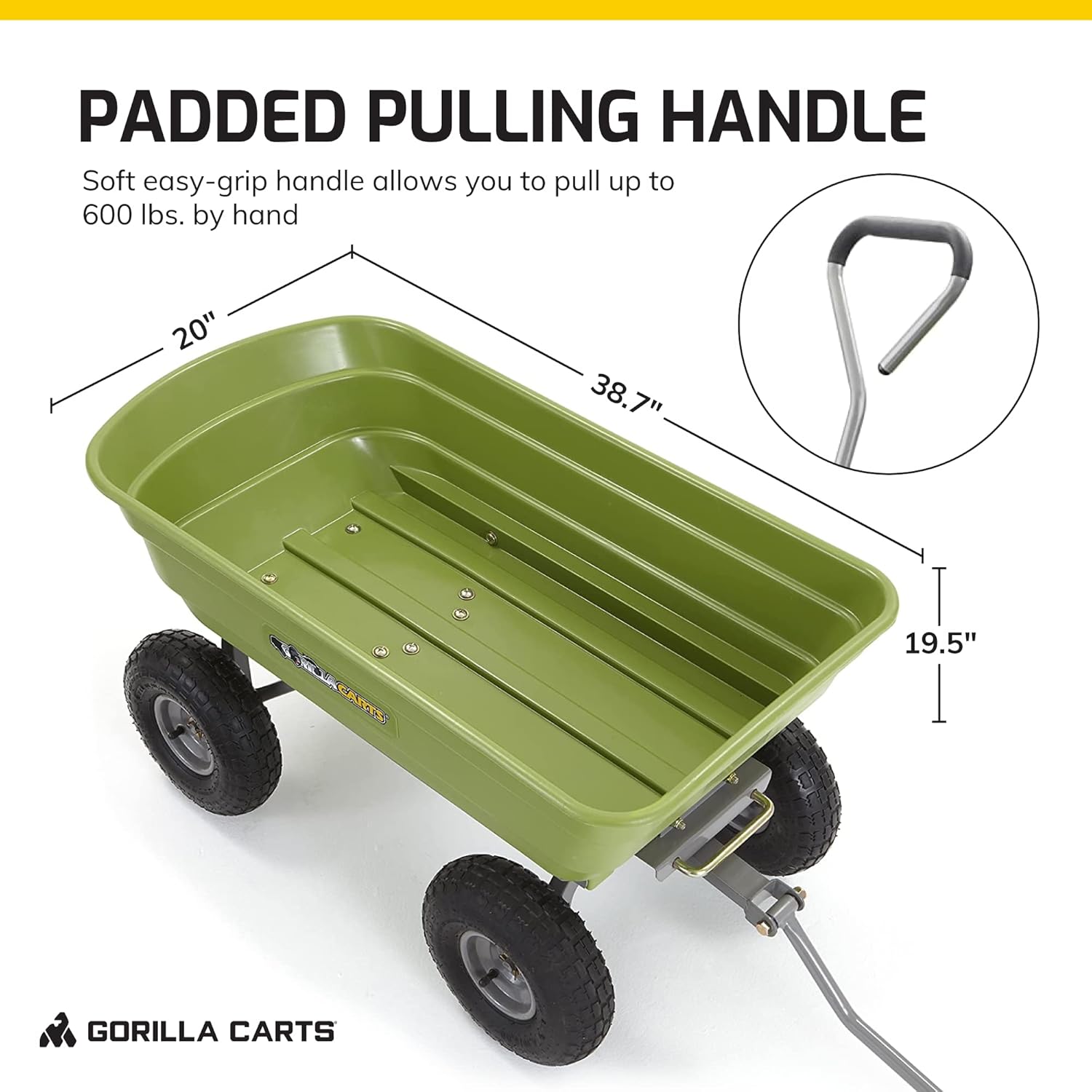 【Buy 1, Get 1 FREE】Gorilla 4-Wheel Utility Farm Cart for Produce Transport – 1500LB, 16" Tires