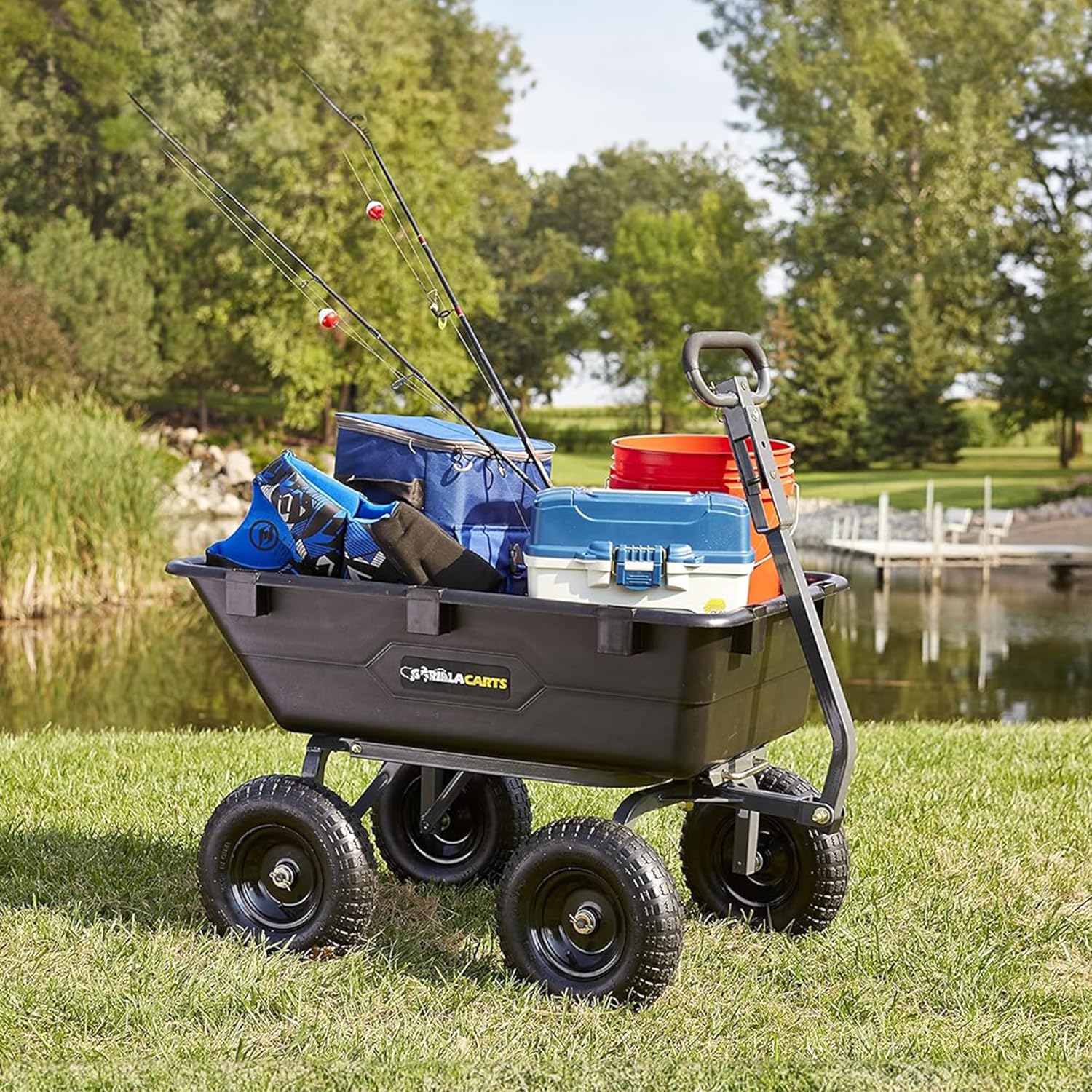 【Buy 1, Get 1 FREE】Gorilla 4-Wheel Utility Farm Cart for Produce Transport – 1500LB, 16" Tires